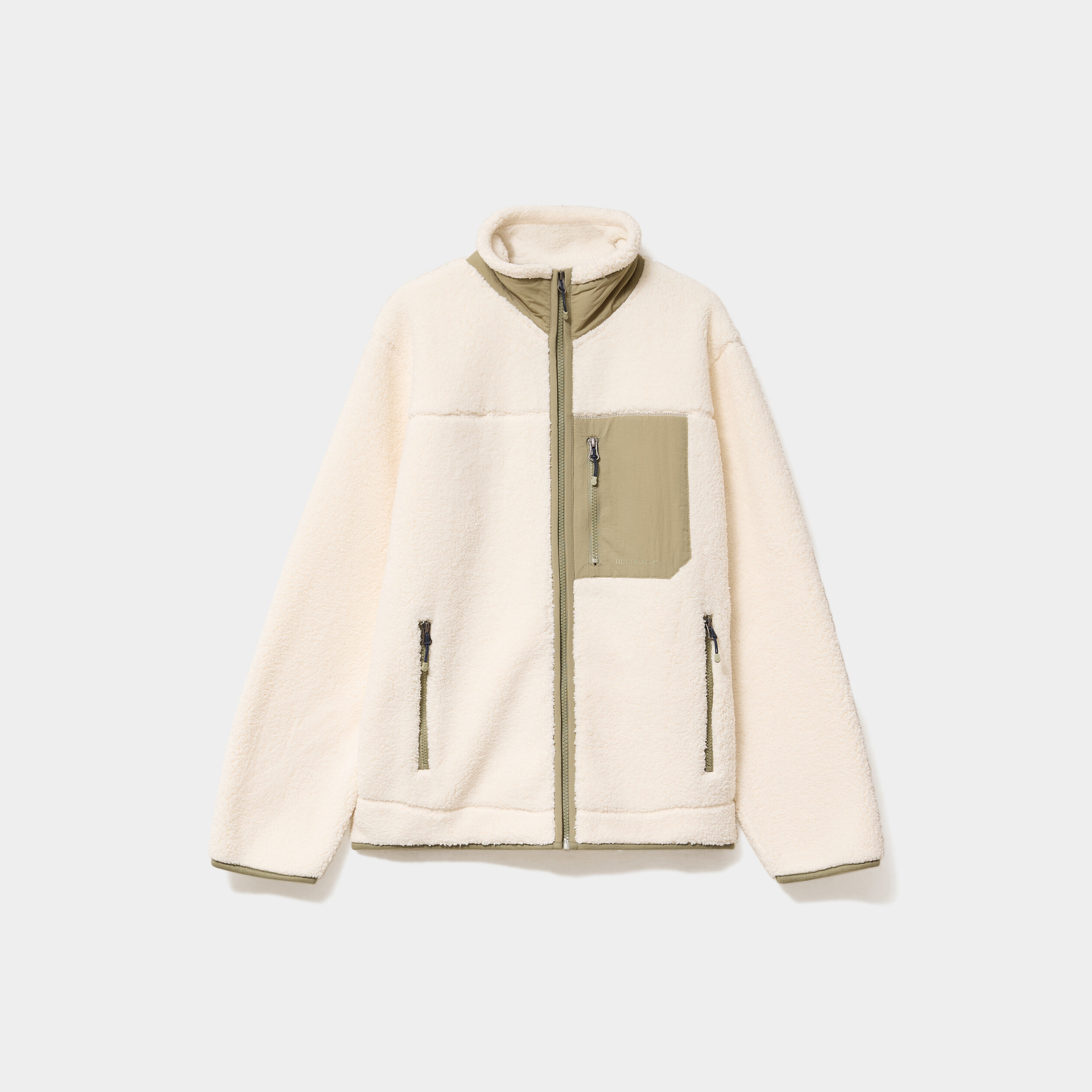 Veste zipp&eacute;e effet sherpa 3 poches blanc femme