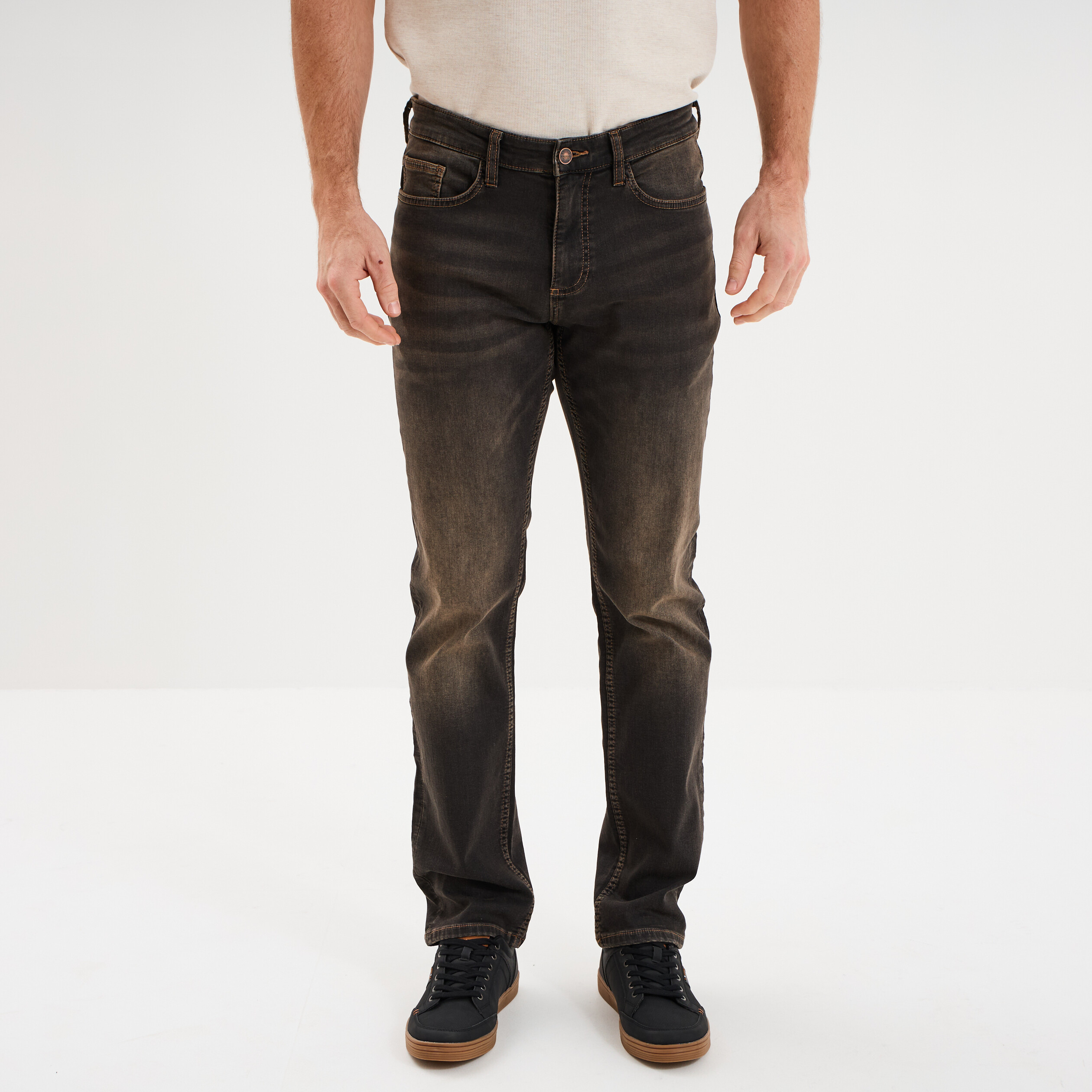 Jean stretch coupe regular denim noir homme