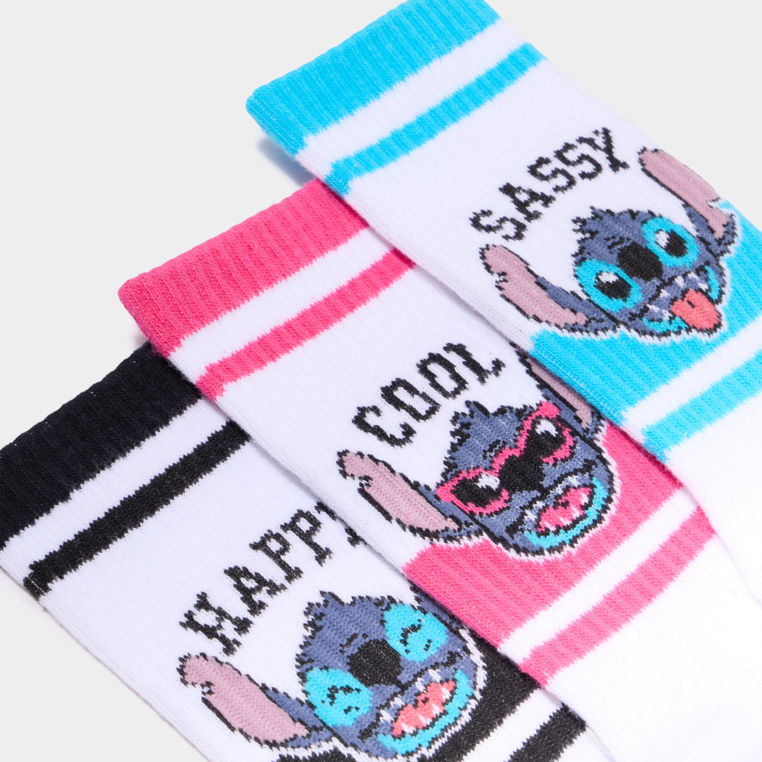 Lot 3 paires chaussettes Stitch multicolore fille