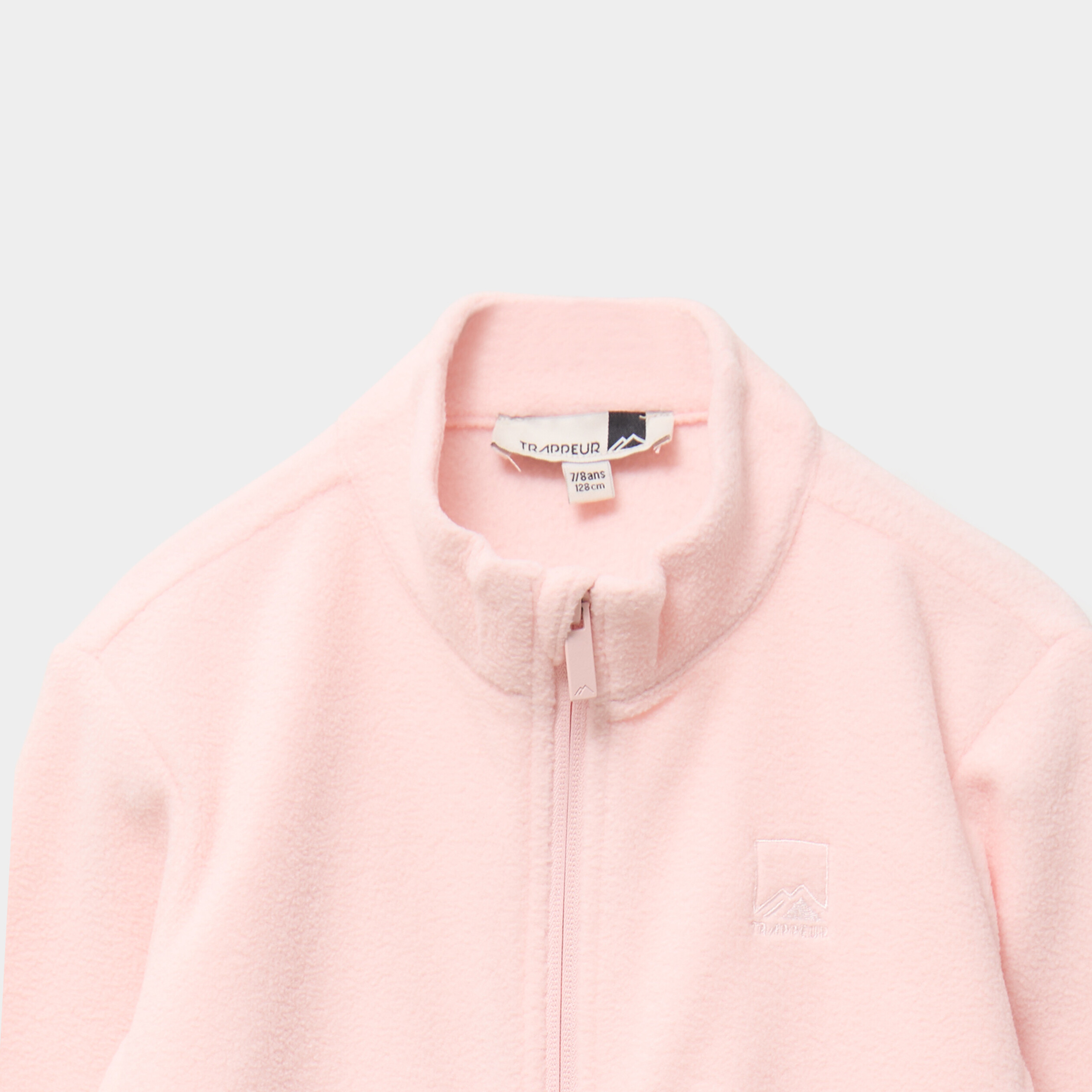 Gilet effet polaire zipp&eacute; col montant rose clair fille