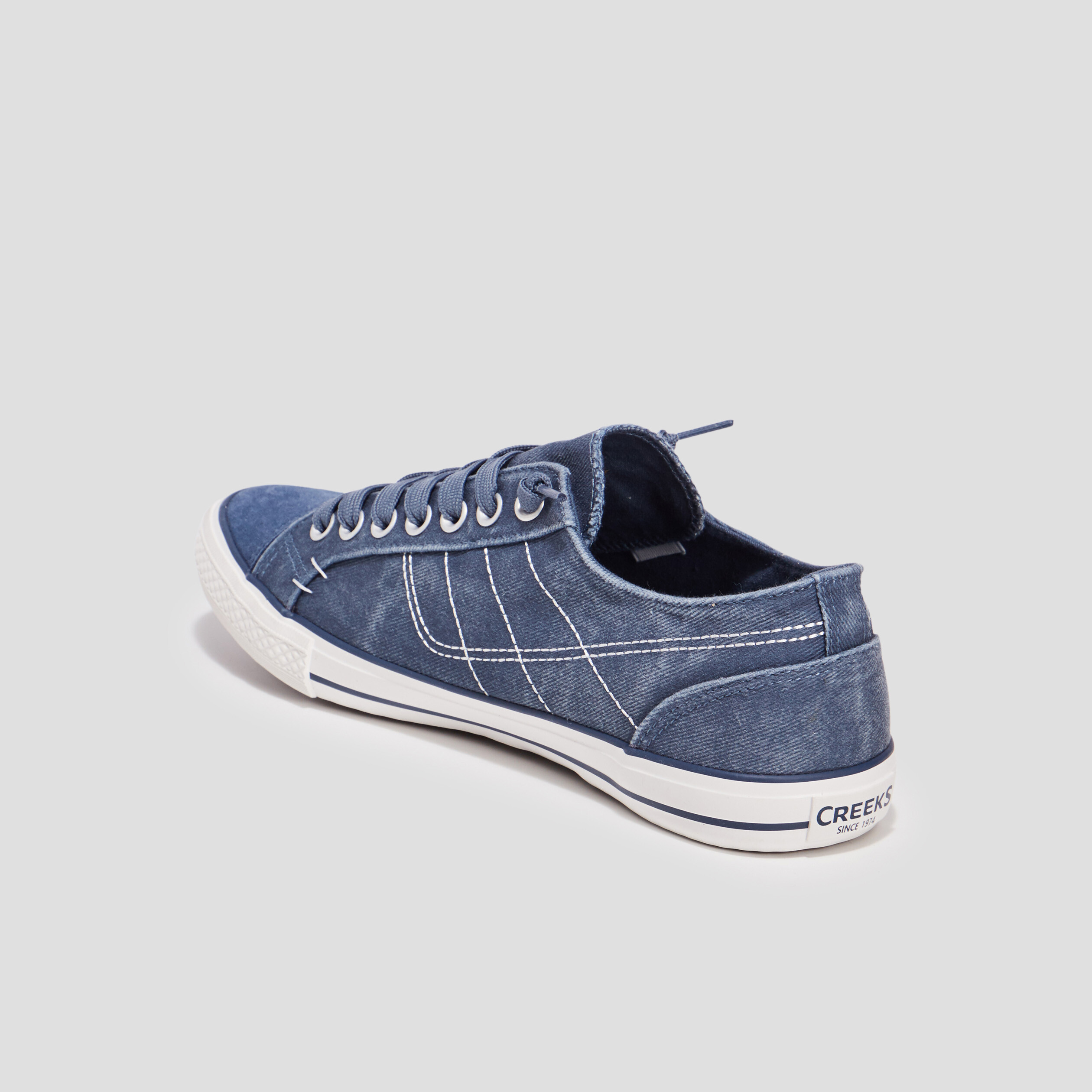 Tennis basses en toile &agrave; lacets bleu homme