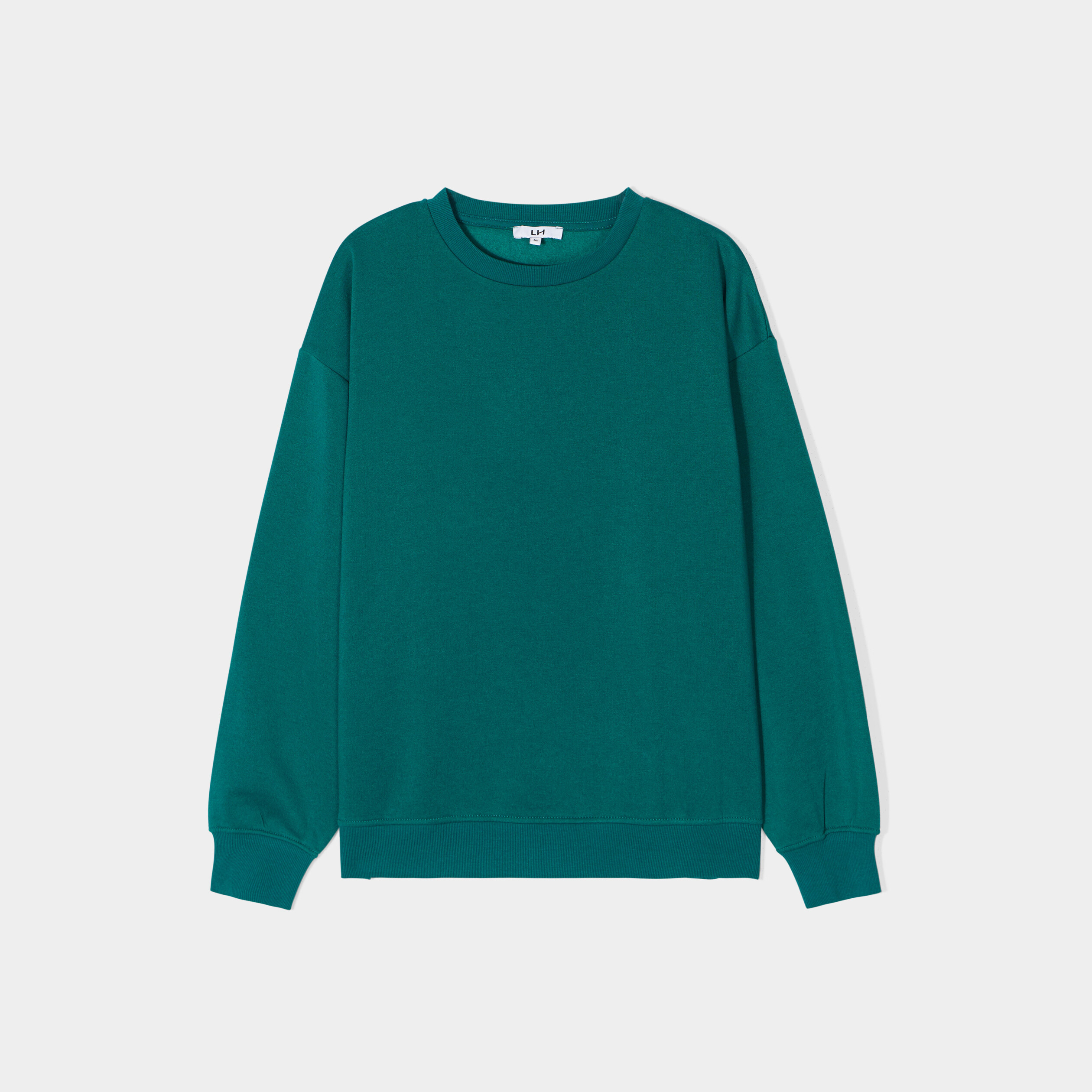 Sweat molleton avec col rond vert émeraude femme