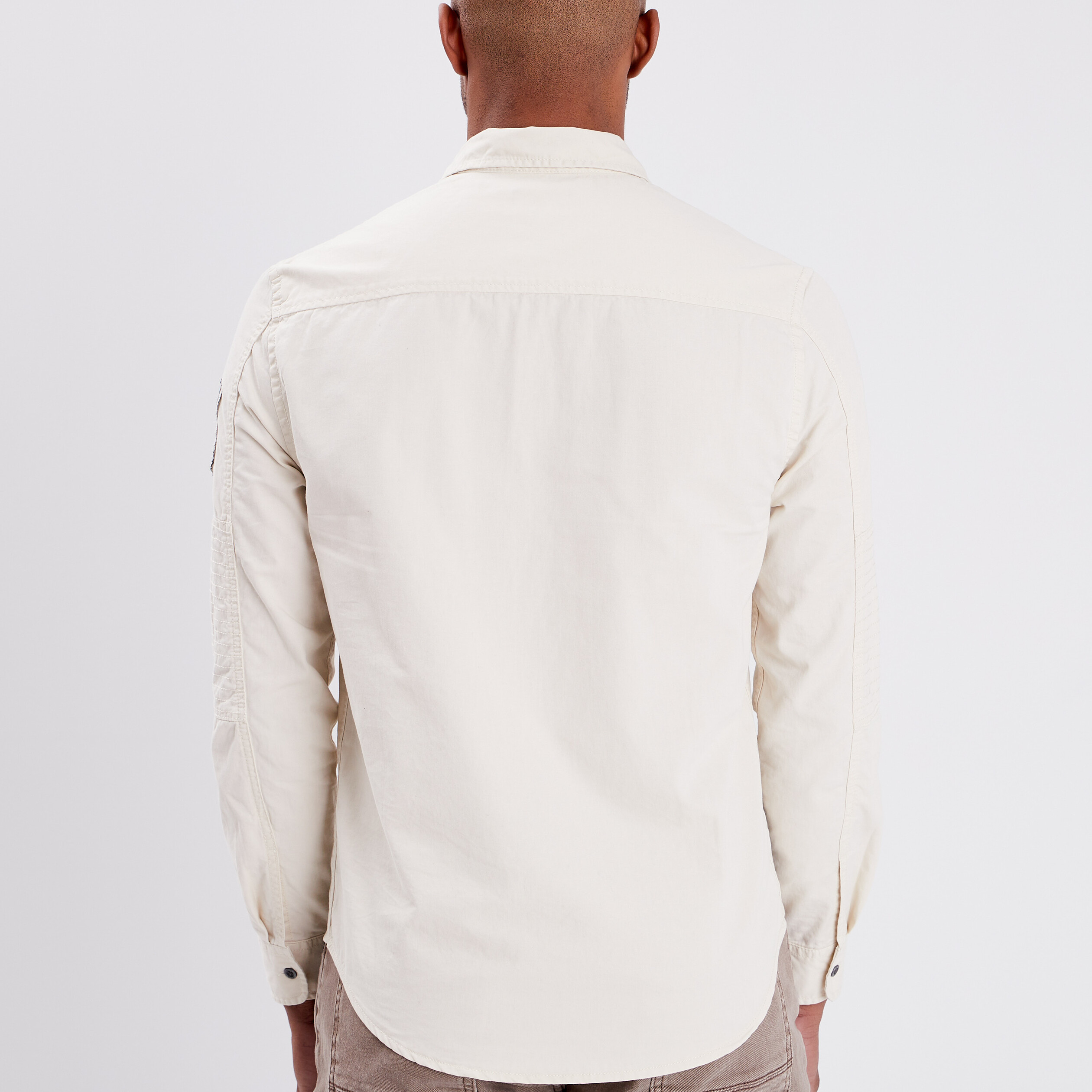 Chemise coton manches longues sable homme