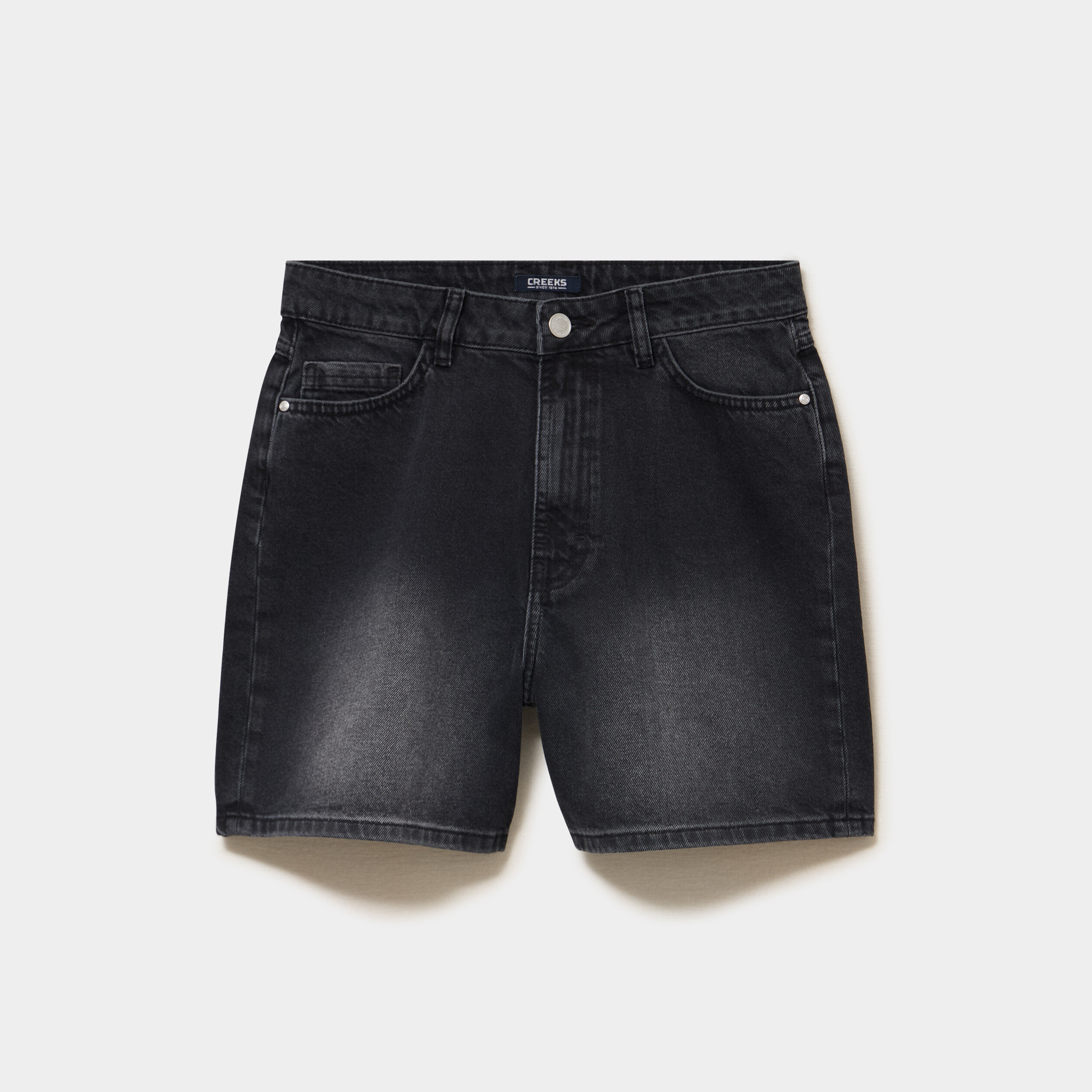 Short mom en jean 5 poches denim noir femme