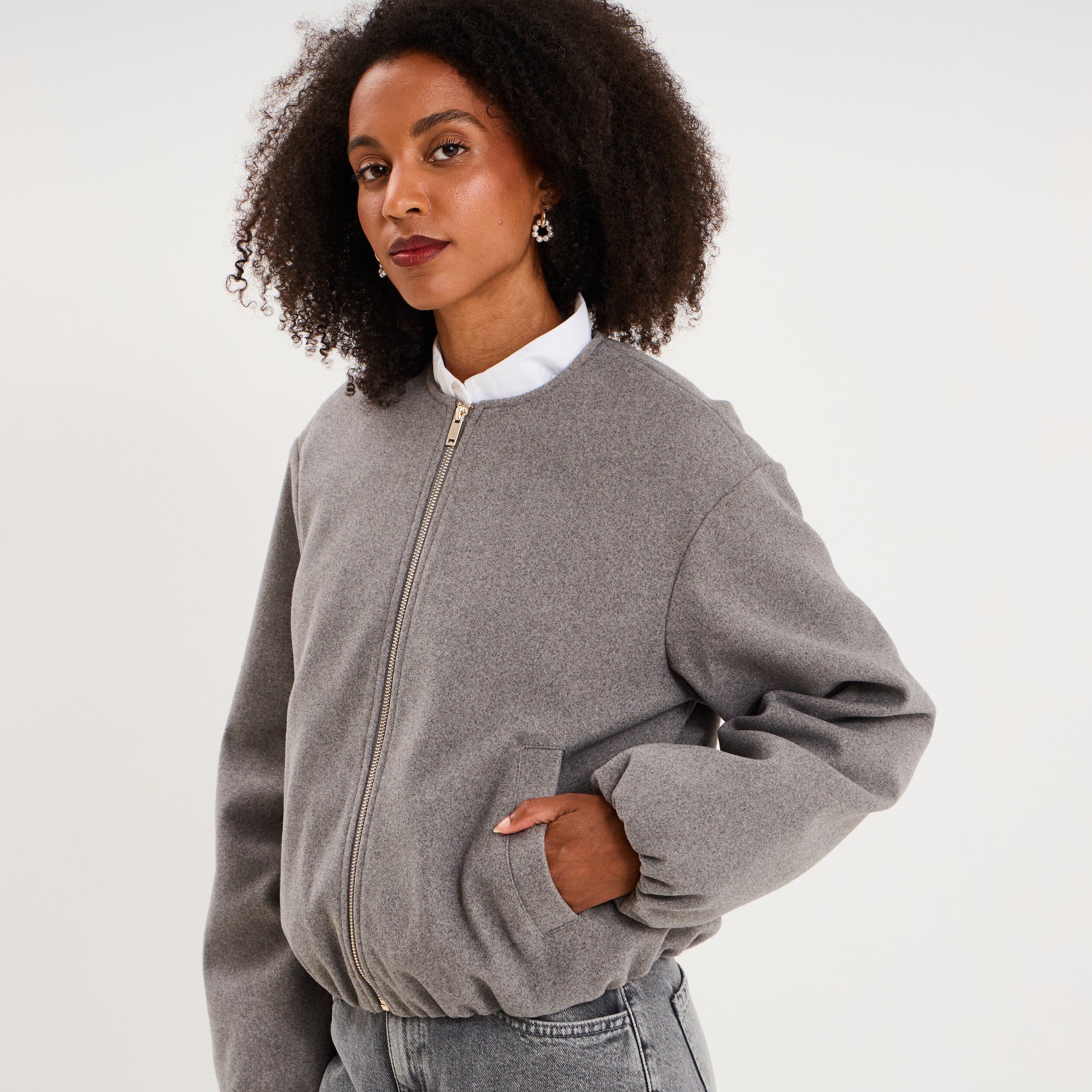 Veste boule oversize gris femme