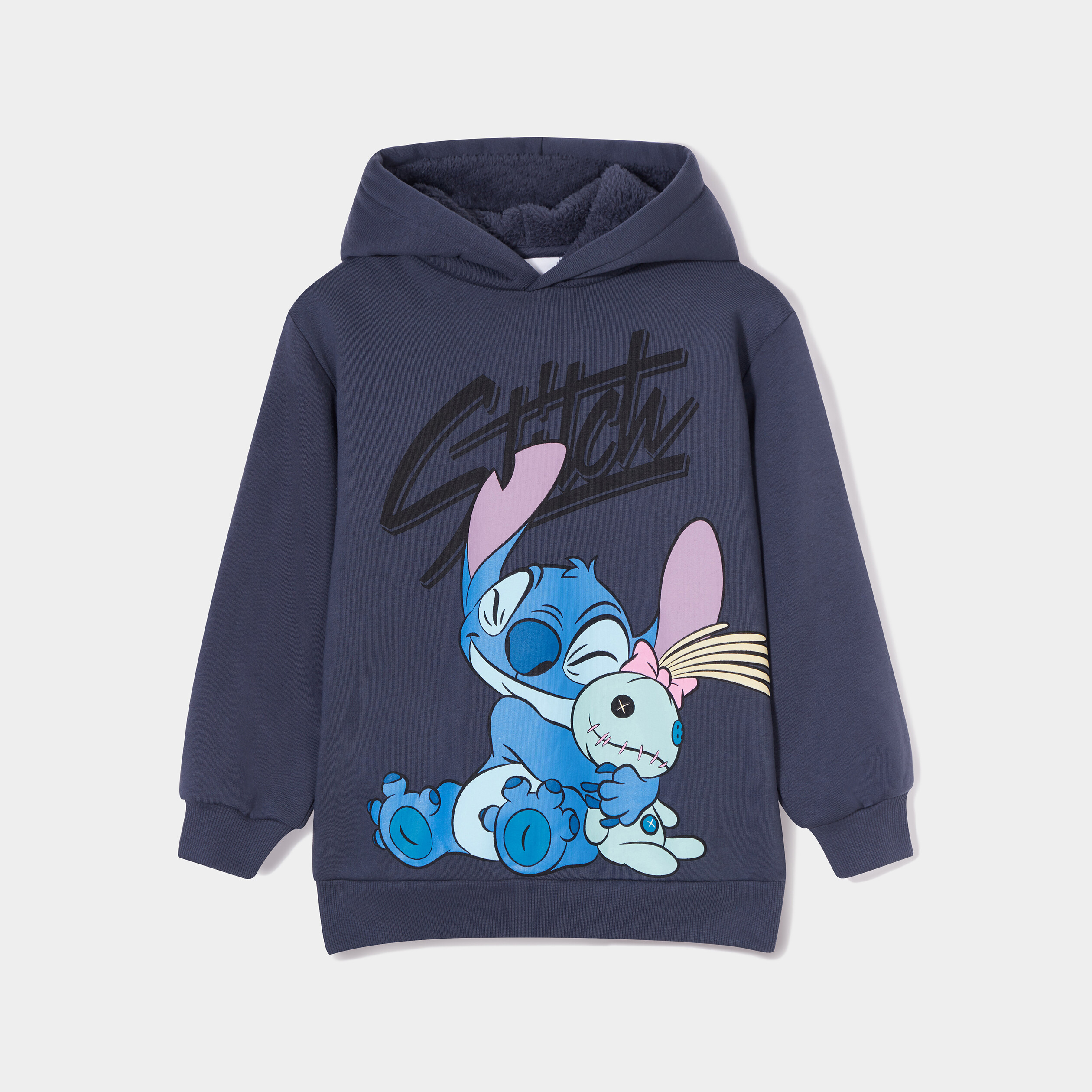 Sweat à capuche hoodie oversize Stitch gris foncé fille