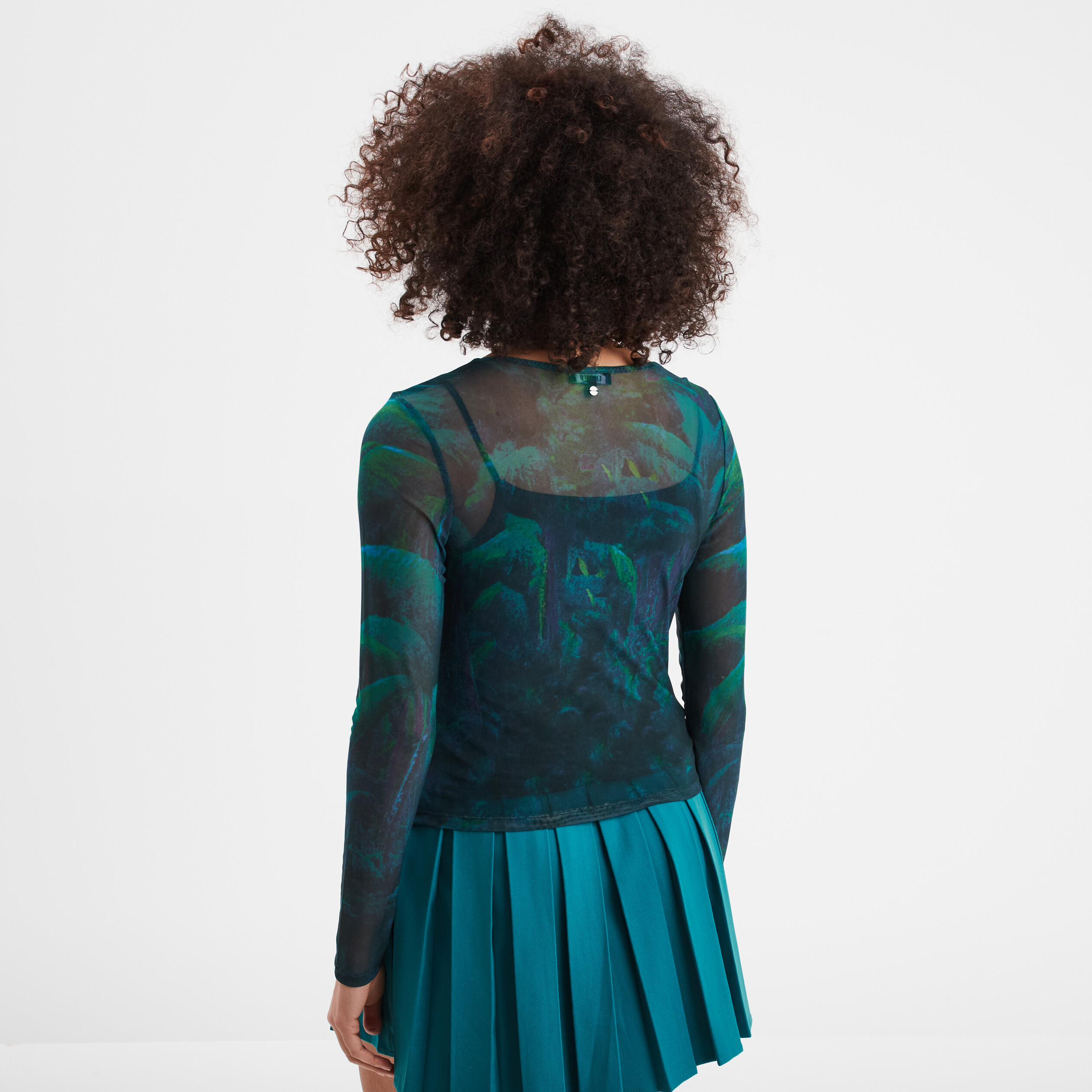 t shirt resille ajuste col rond liberto vert fonce femme T-shirt résille ajusté col rond Liberto vert foncé femme