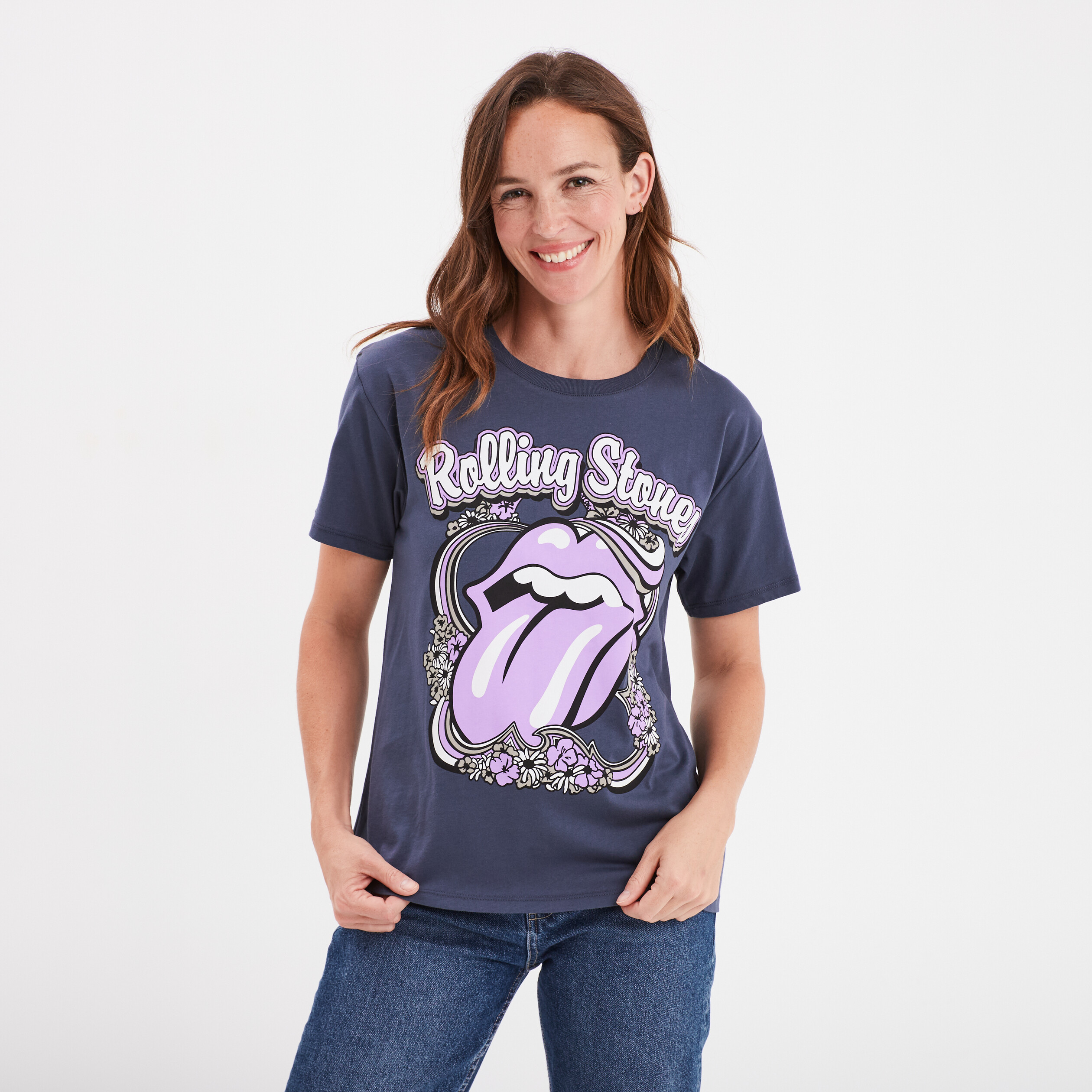 t shirt manches courtes rolling stones gris fonce femme T-shirt manches courtes Rolling Stones gris foncé femme
