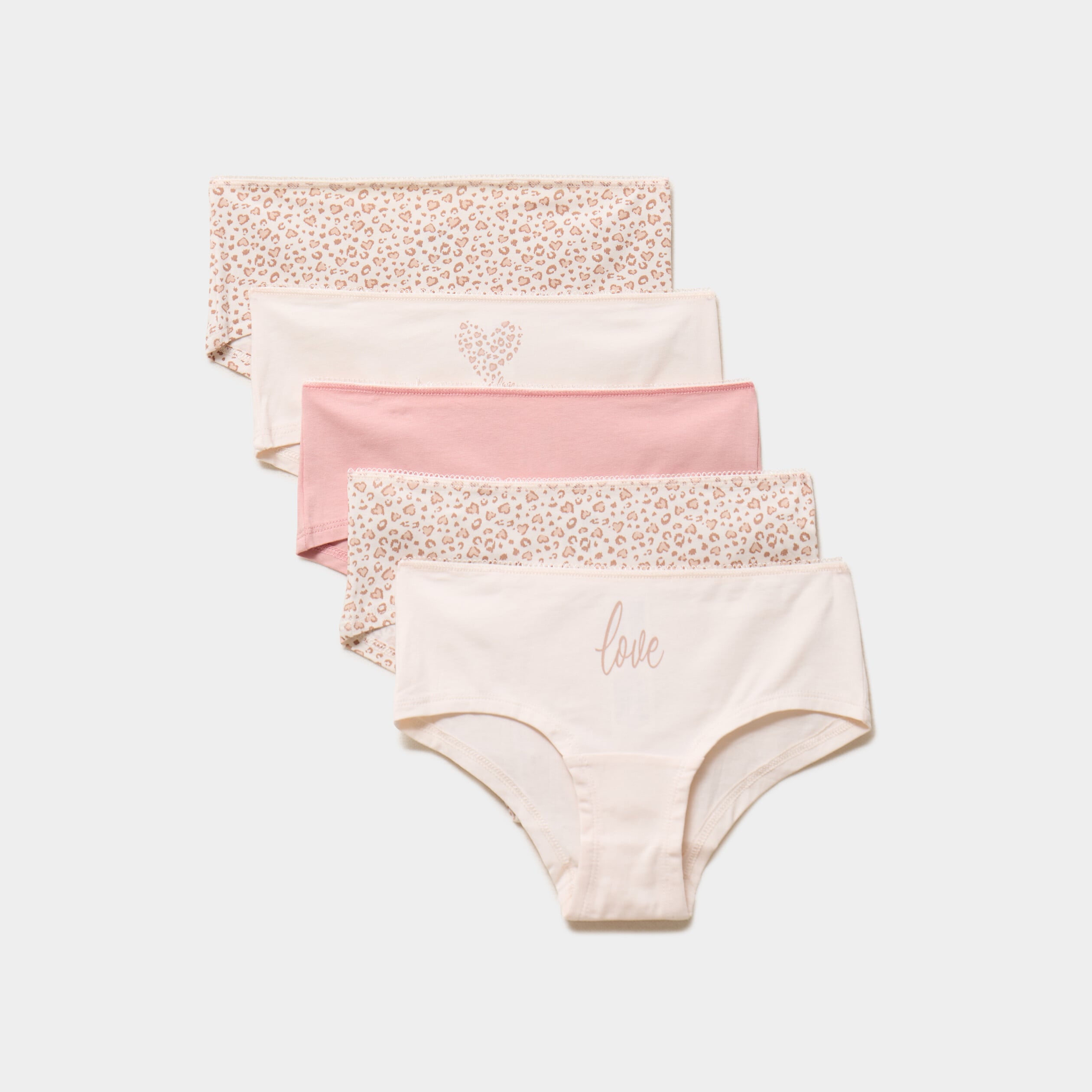 Lot 5 shortys coton rose fille