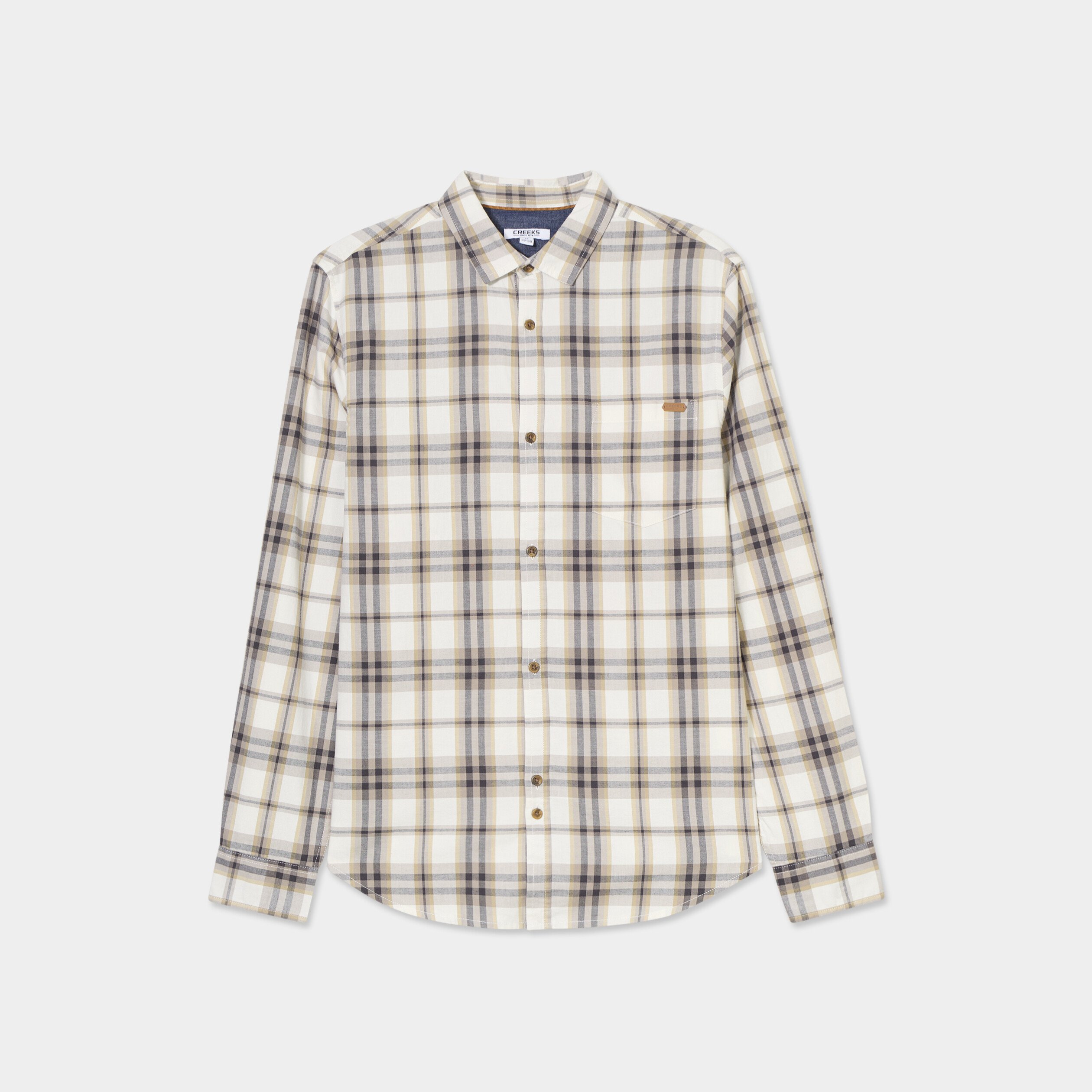 chemise droite manches retroussees beige homme Chemise droite manches retroussées beige homme