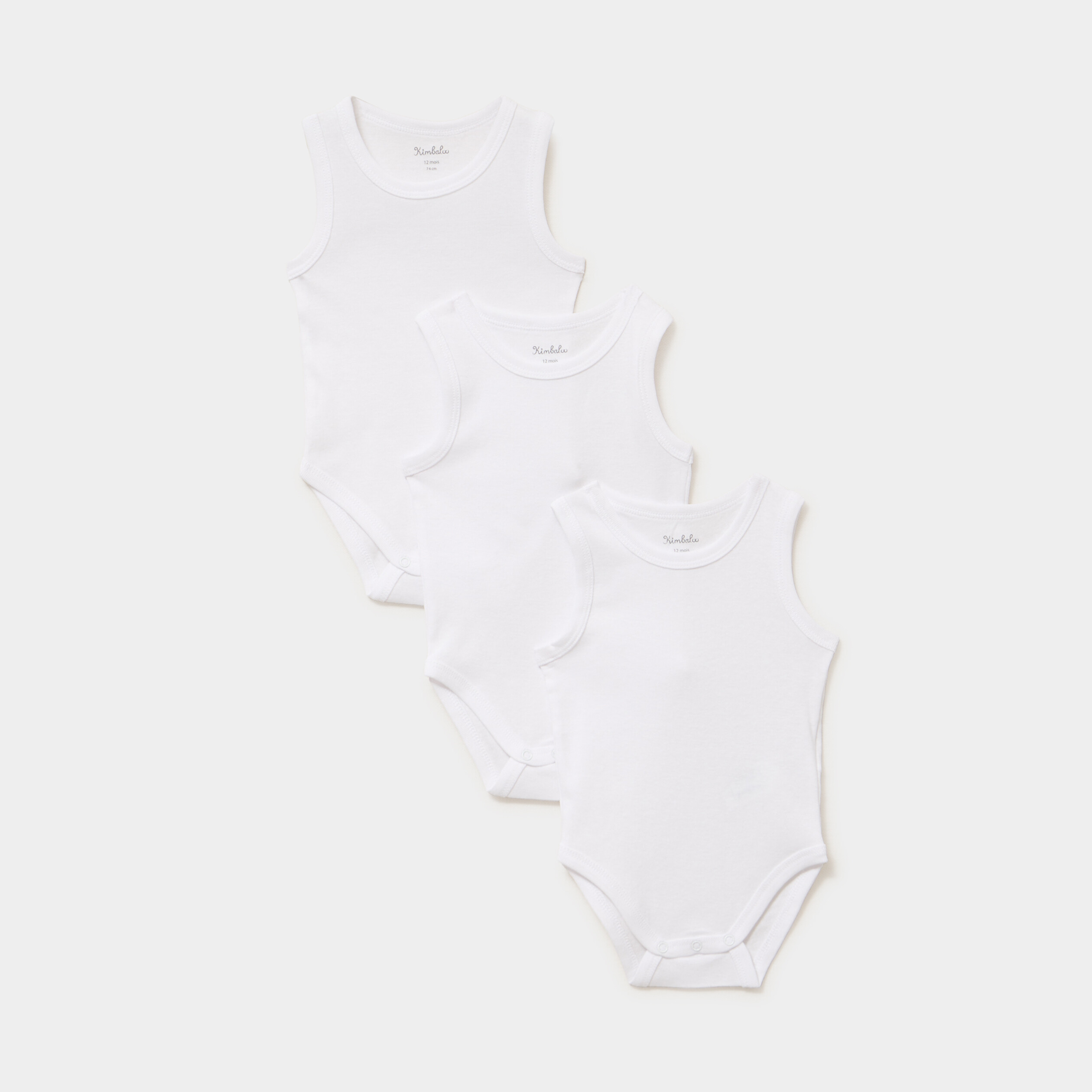 Lot 3 bodies marcels coton sans manches blanc b&eacute;b&eacute;
