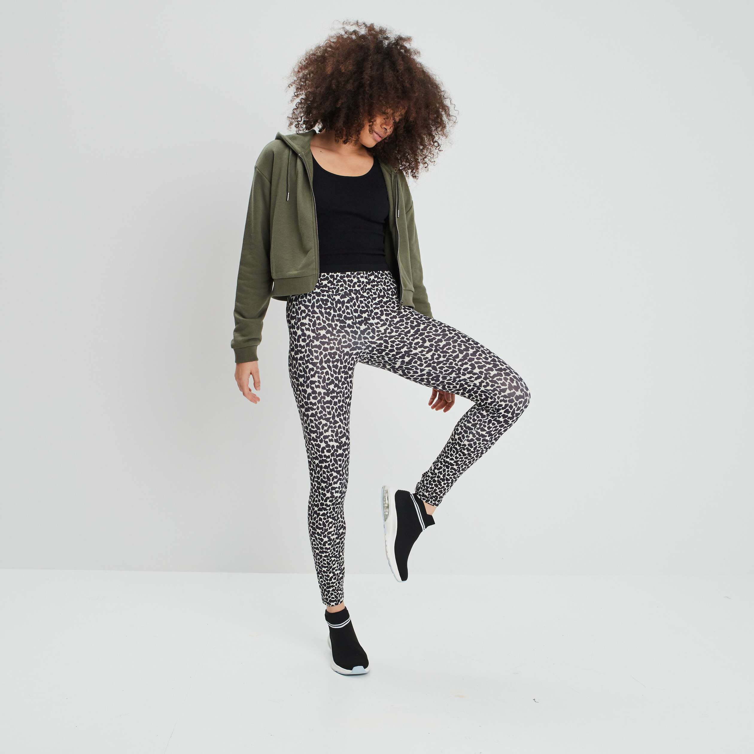 Legging taille extra haute ecru femme