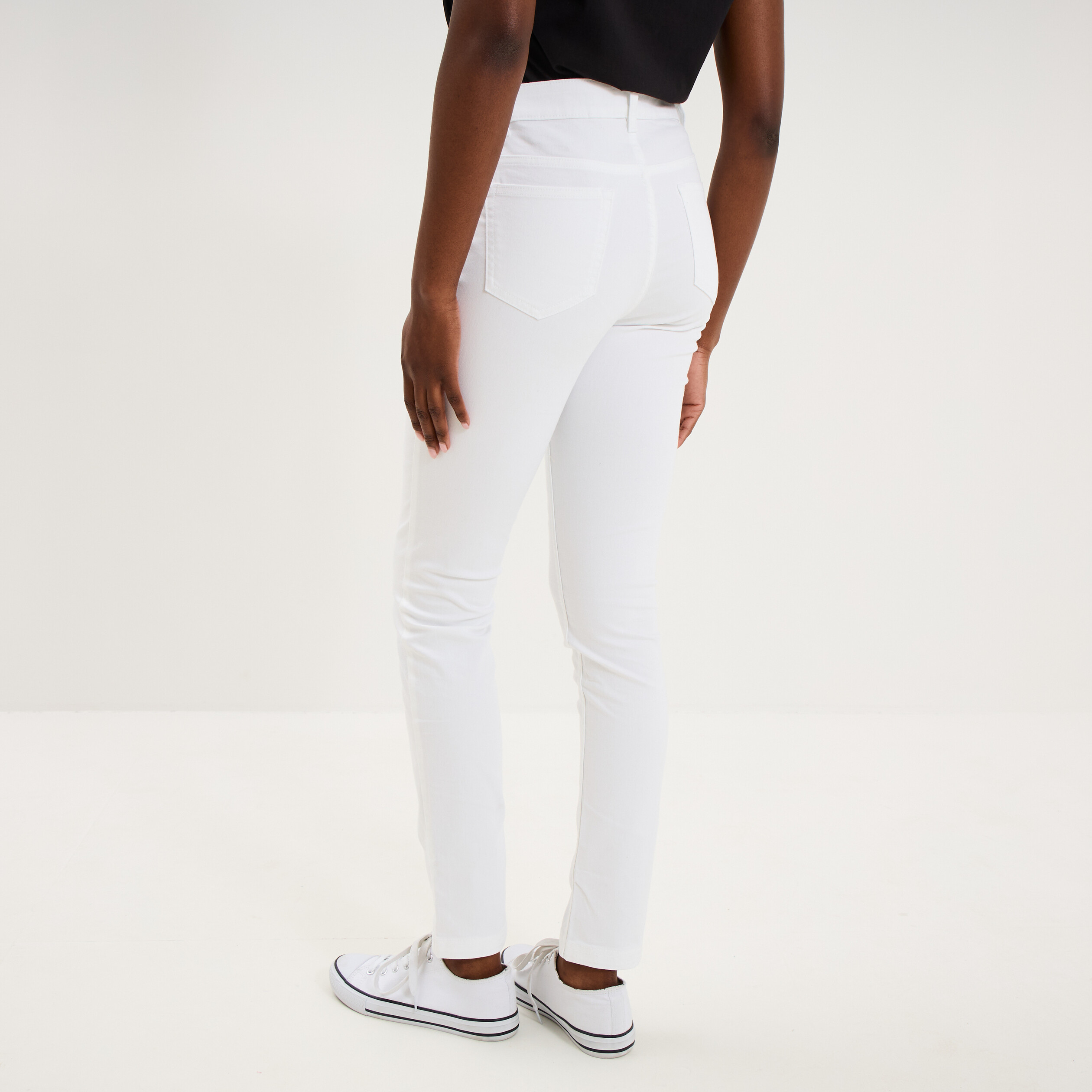 Pantalon slim taille standard blanc femme