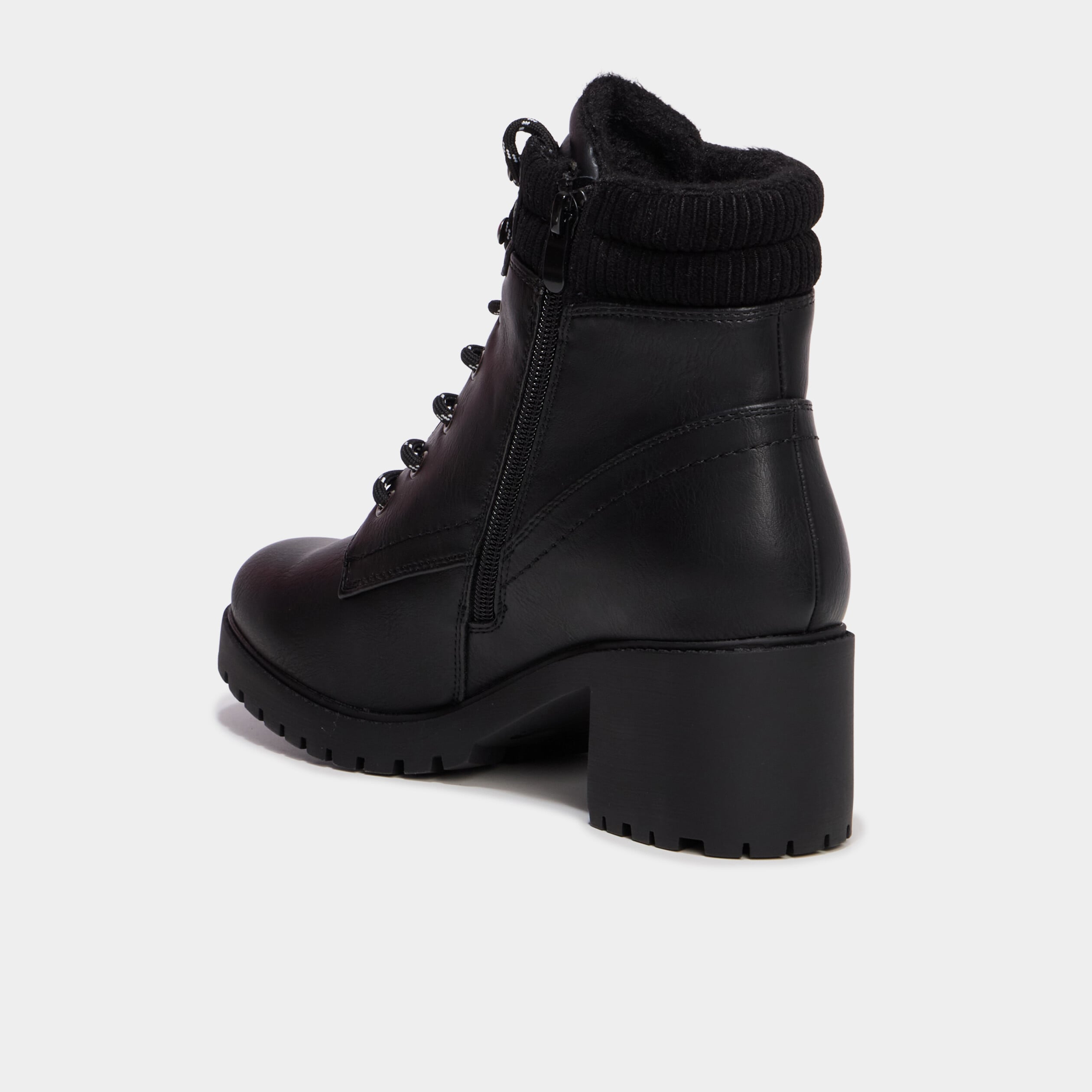 Boots &agrave; lacets et talons noir femme