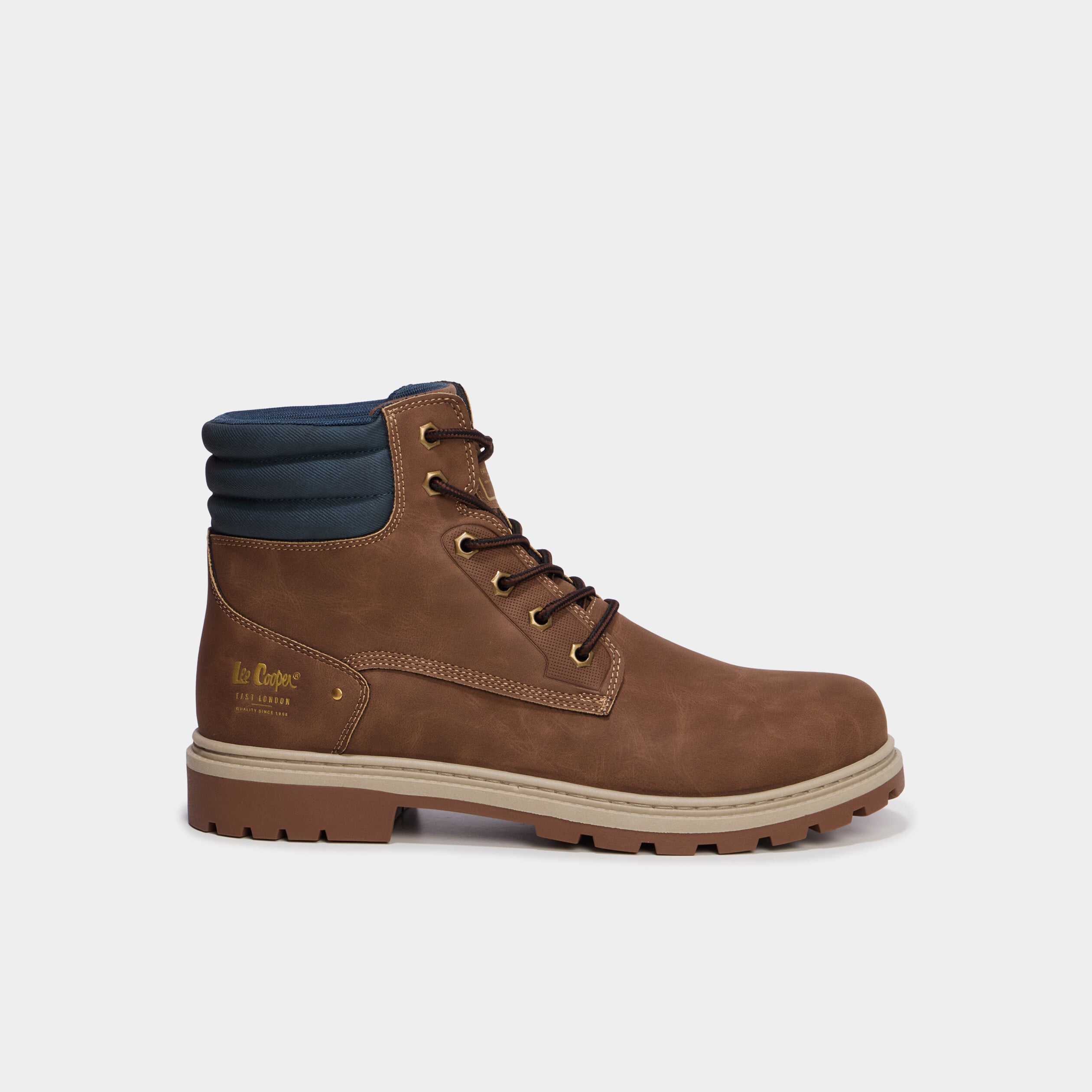 Boots &agrave; lacets avec semelle crant&eacute;e marron homme