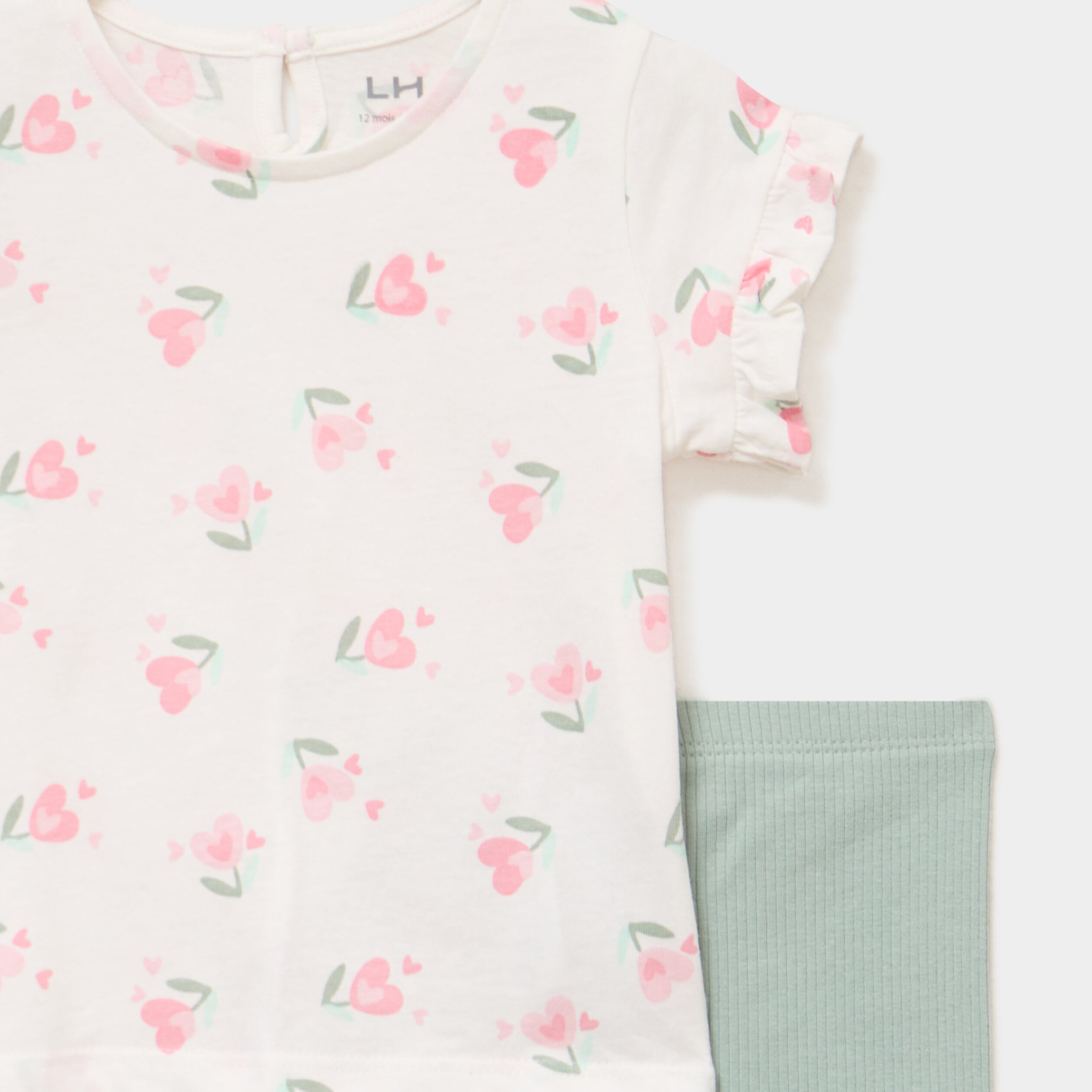 Ensemble 2 pi&egrave;ces legging et t-shirt ecru b&eacute;b&eacute; fille