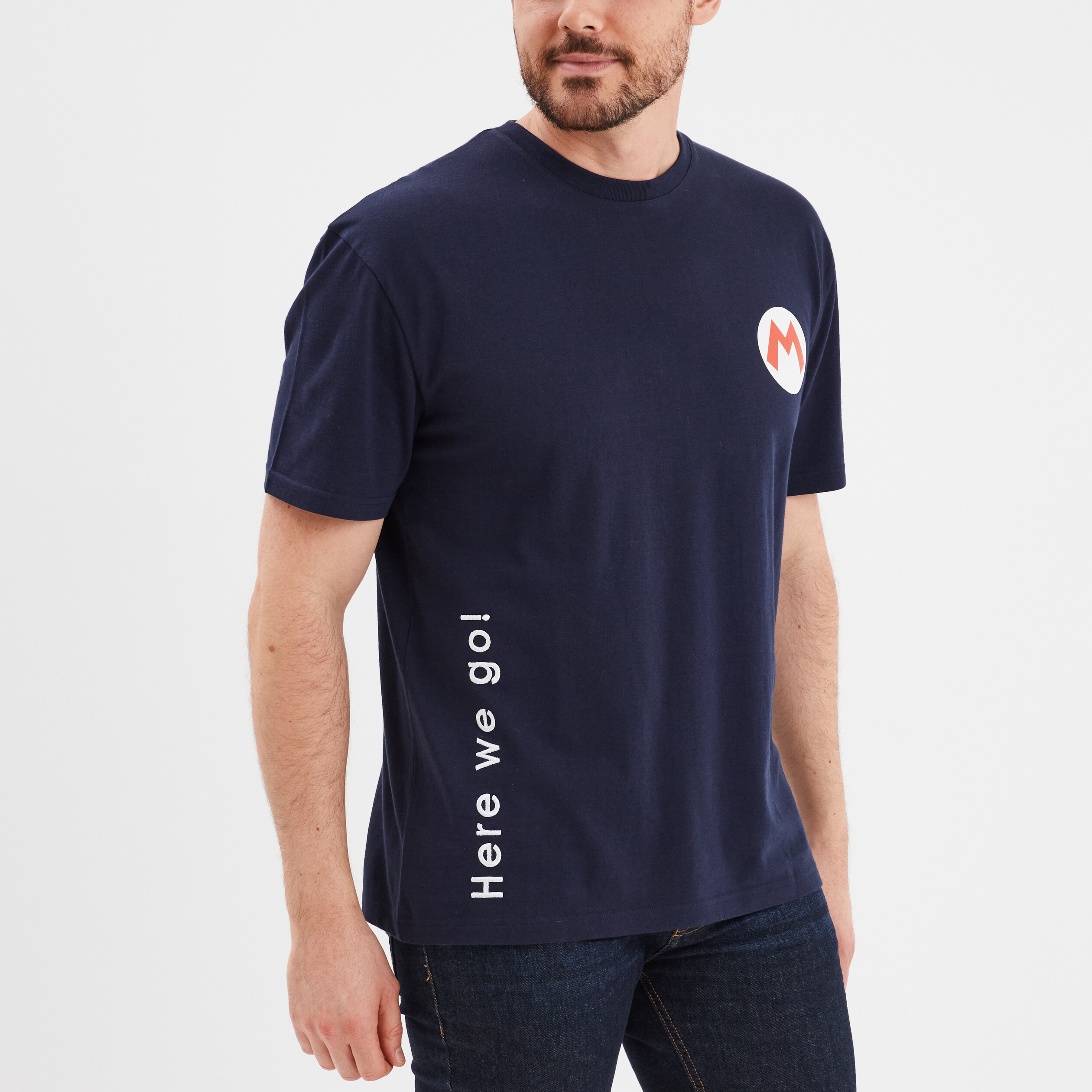 t shirt manches courtes super mario bleu marine homme T-shirt manches courtes Super Mario bleu marine homme