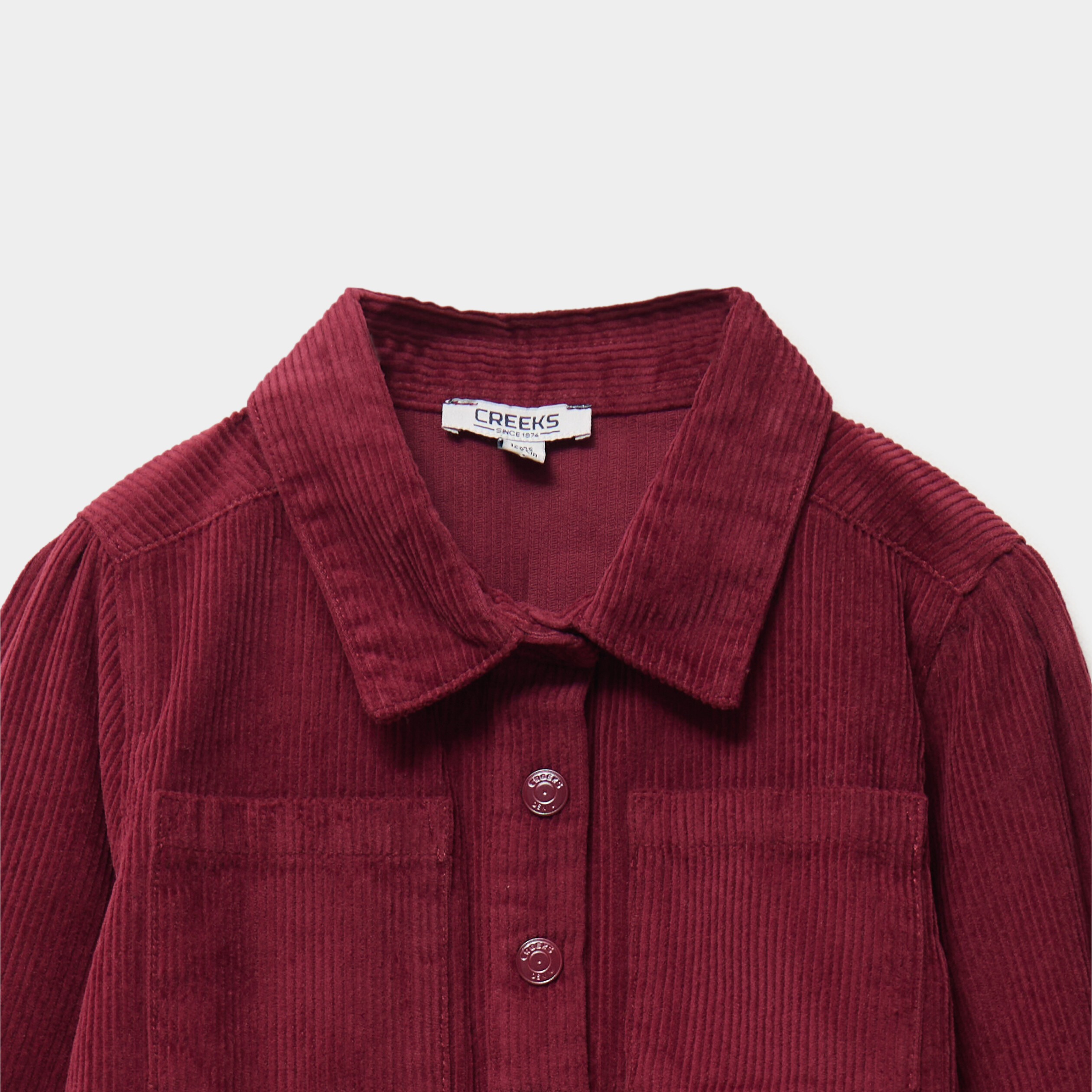 Robe courte effet velours c&ocirc;tel&eacute; coton bordeaux fille