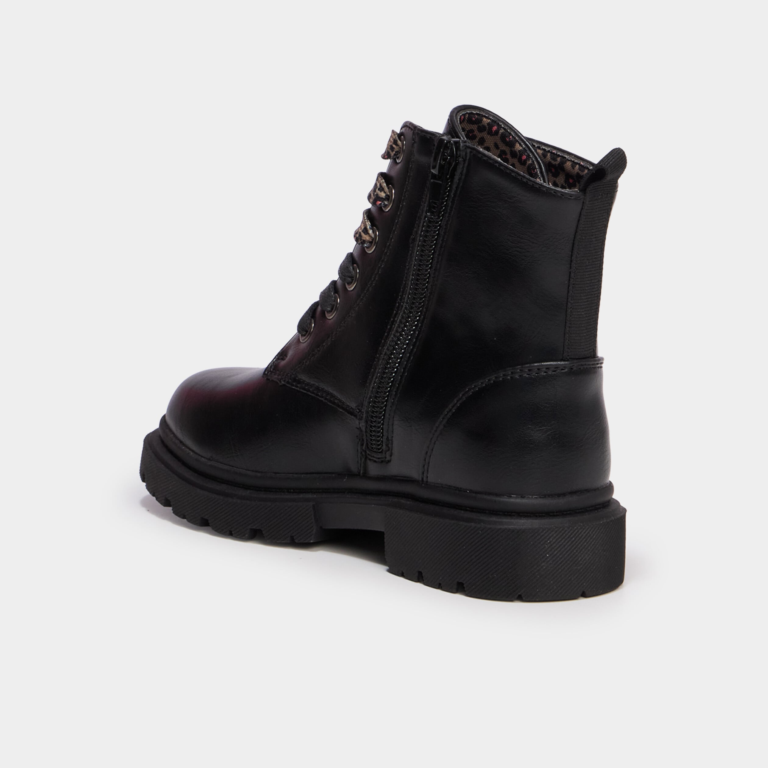 Bottines crant&eacute;es zipp&eacute;es &agrave; paillettes noir fille