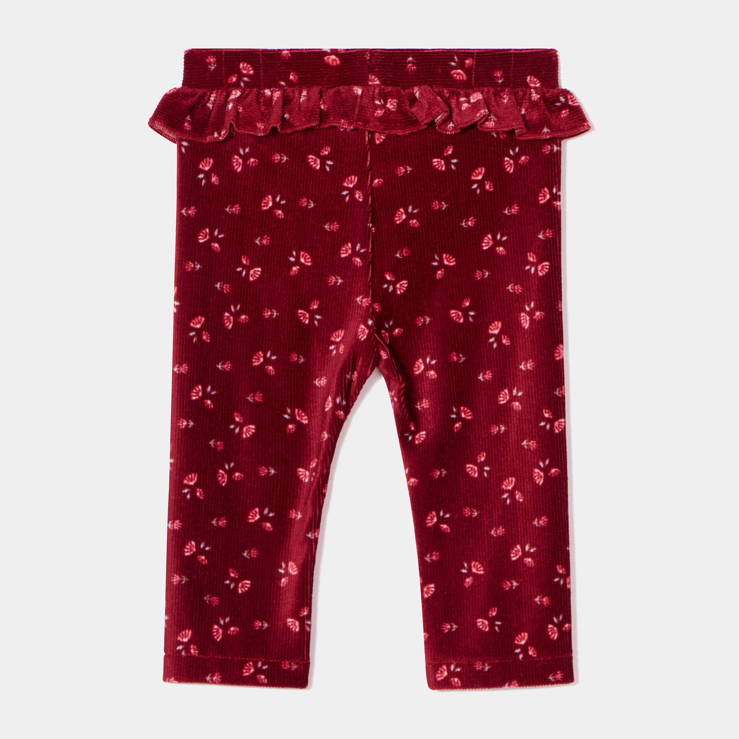 Legging à volants velours côtelé bordeaux bébé fille