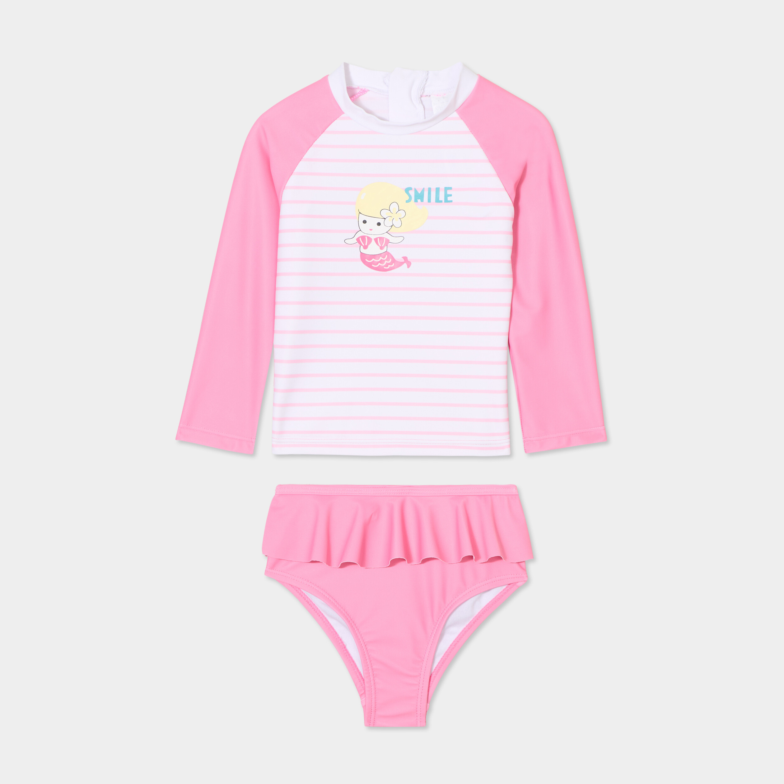 Ensemble de bain t-shirt et culotte rose bébé fille