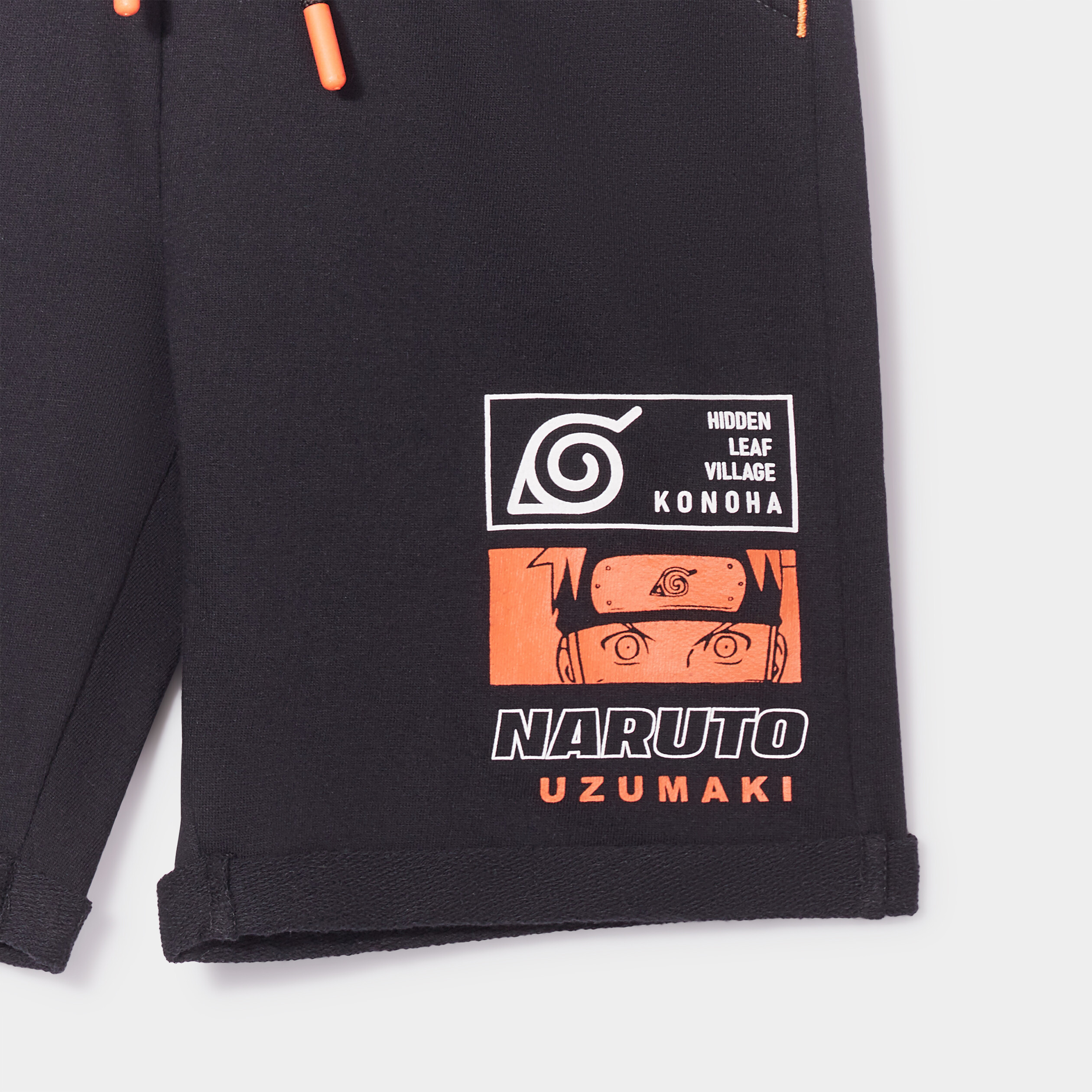 Bermuda regular élastiqué coton Naruto noir garçon