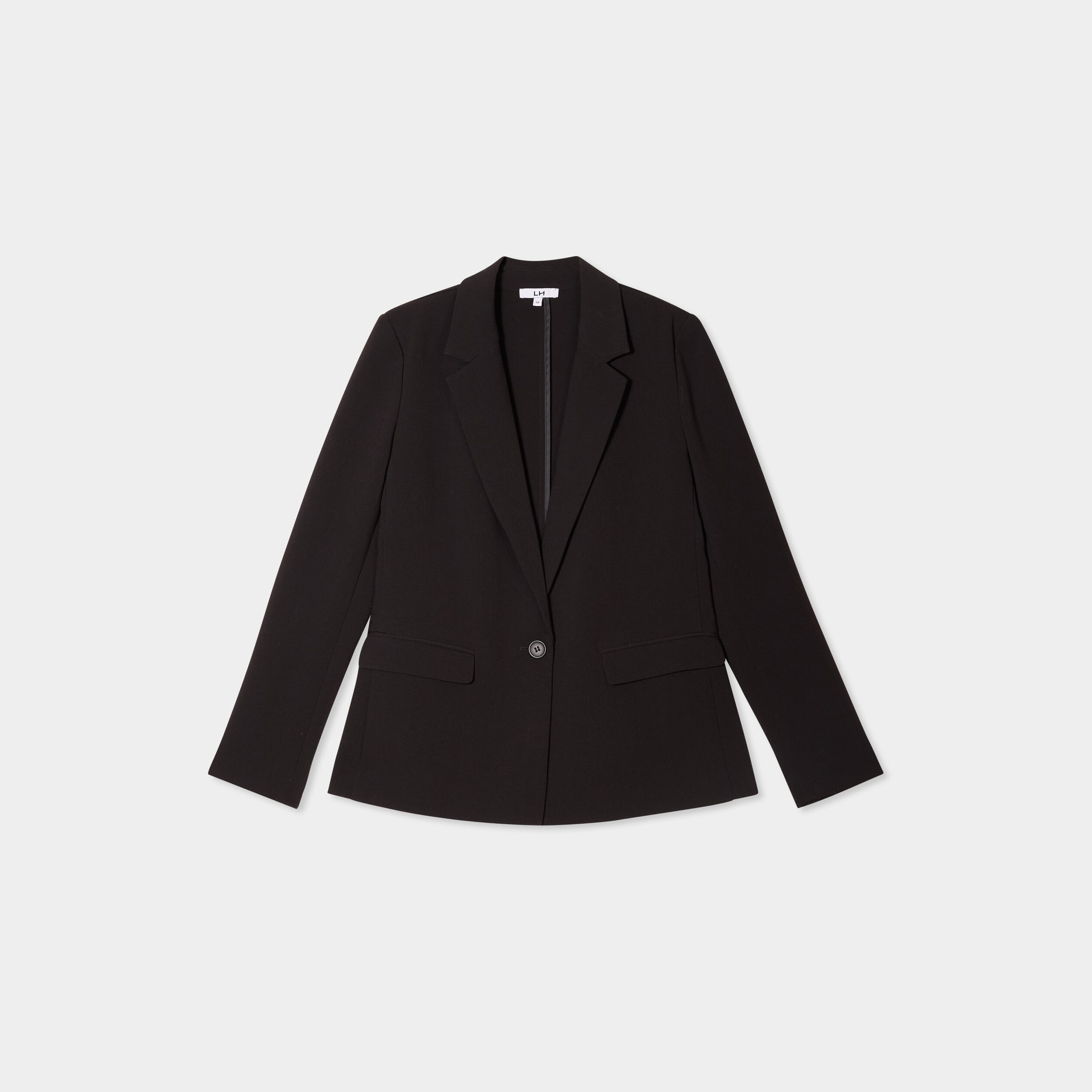 Veste blazer droite manches longues noir femme