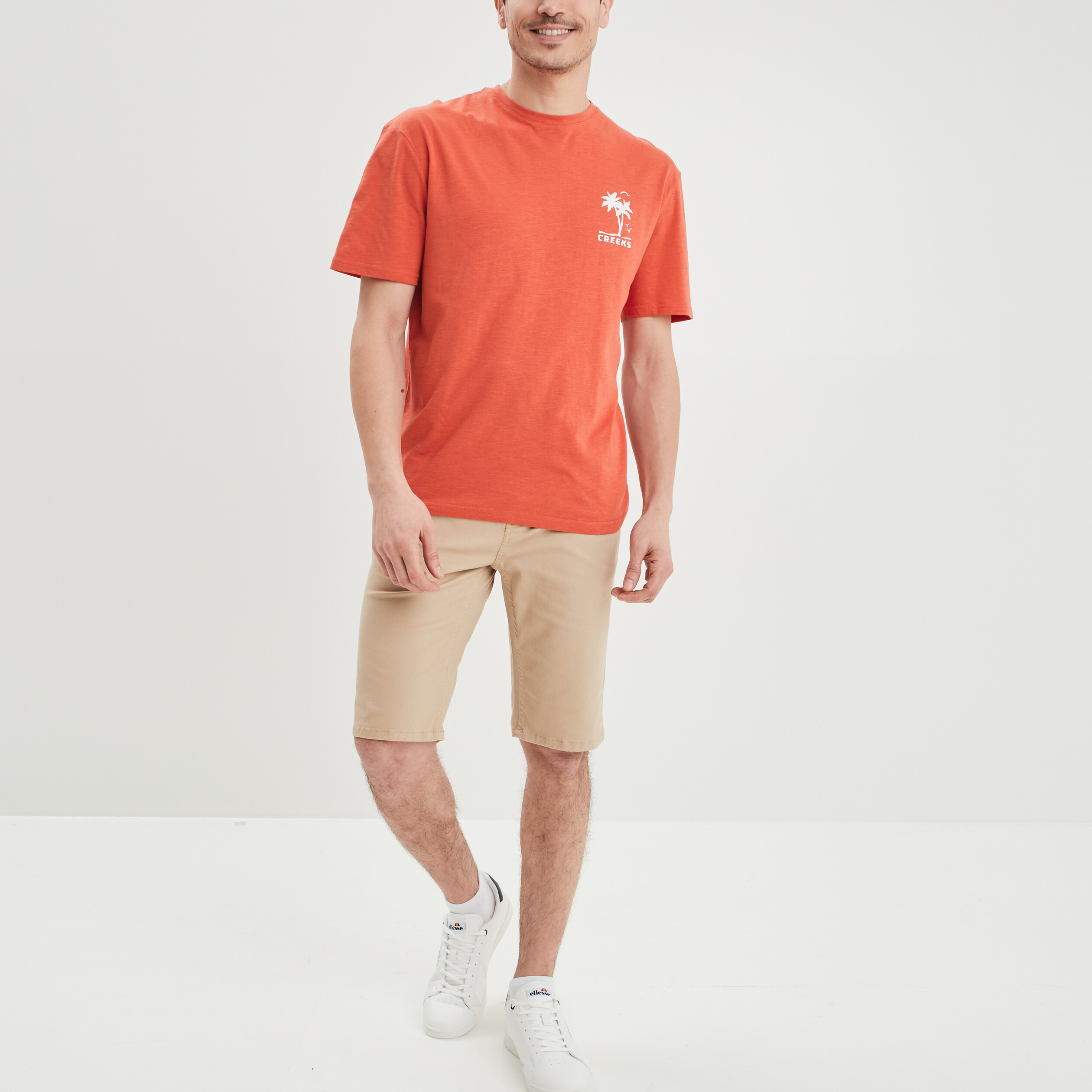 Bermuda droit stretch 5 poches coton sable homme