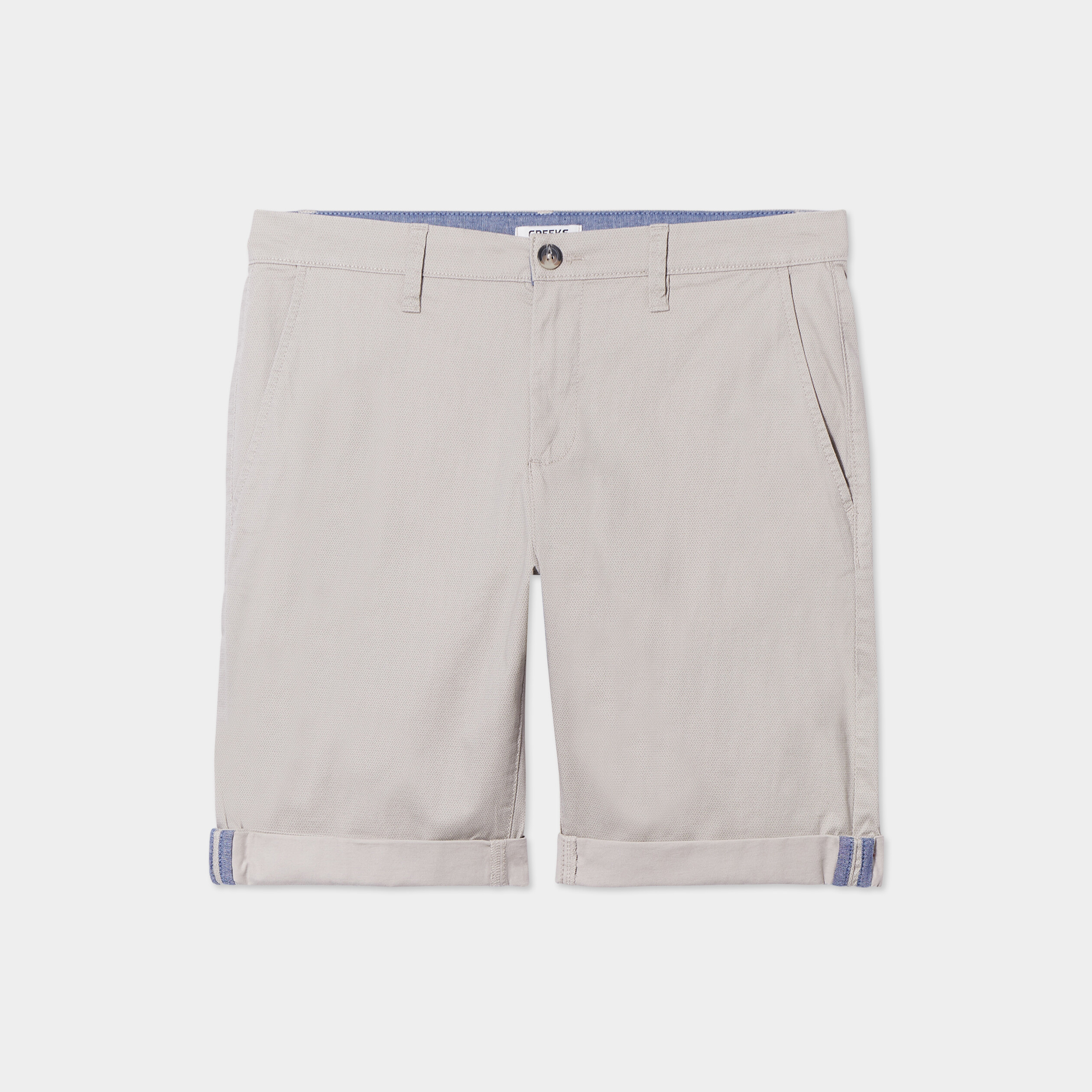 Bermuda short chino droit coton stretch creme homme