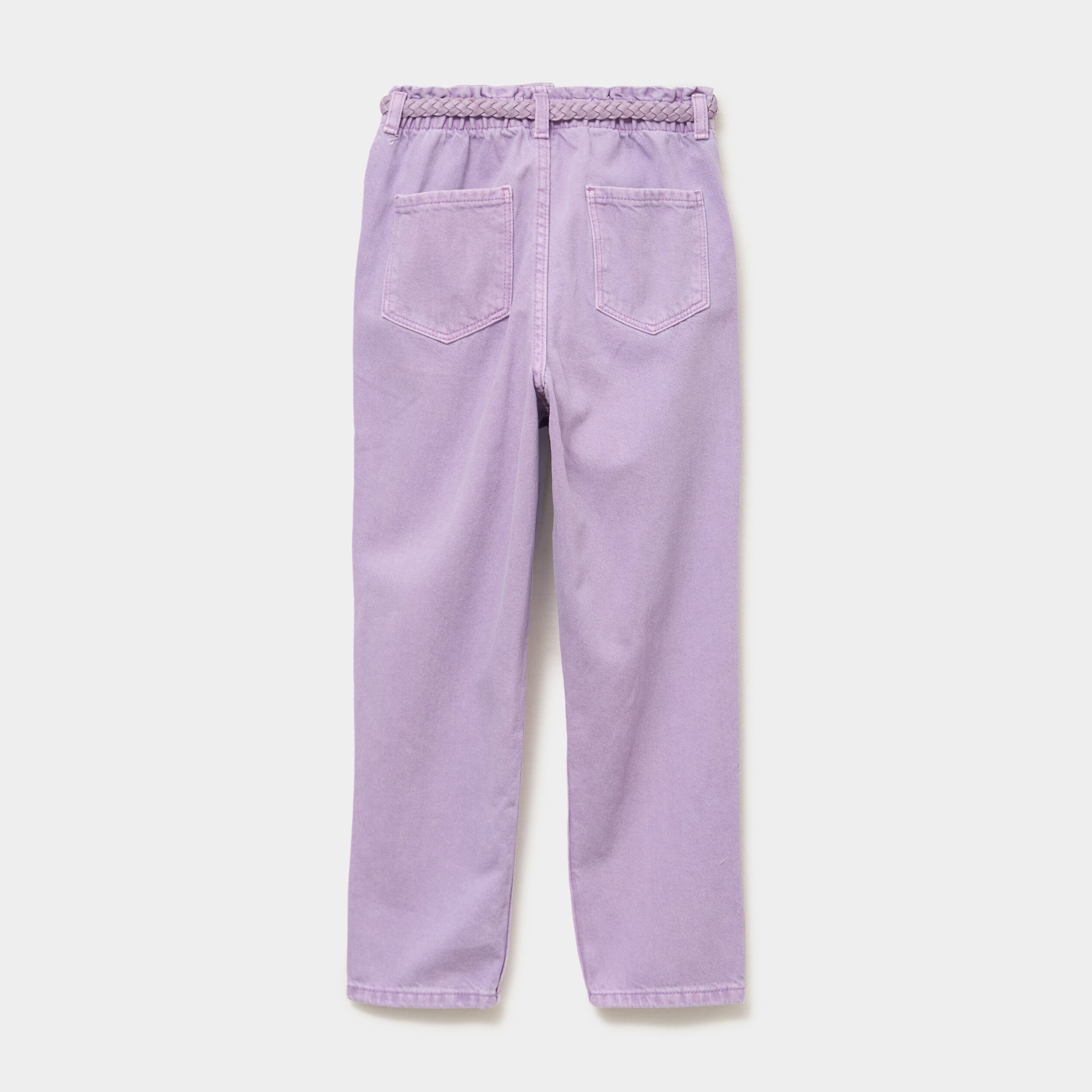 Pantalon mom taille &eacute;lastiqu&eacute;e mauve fille