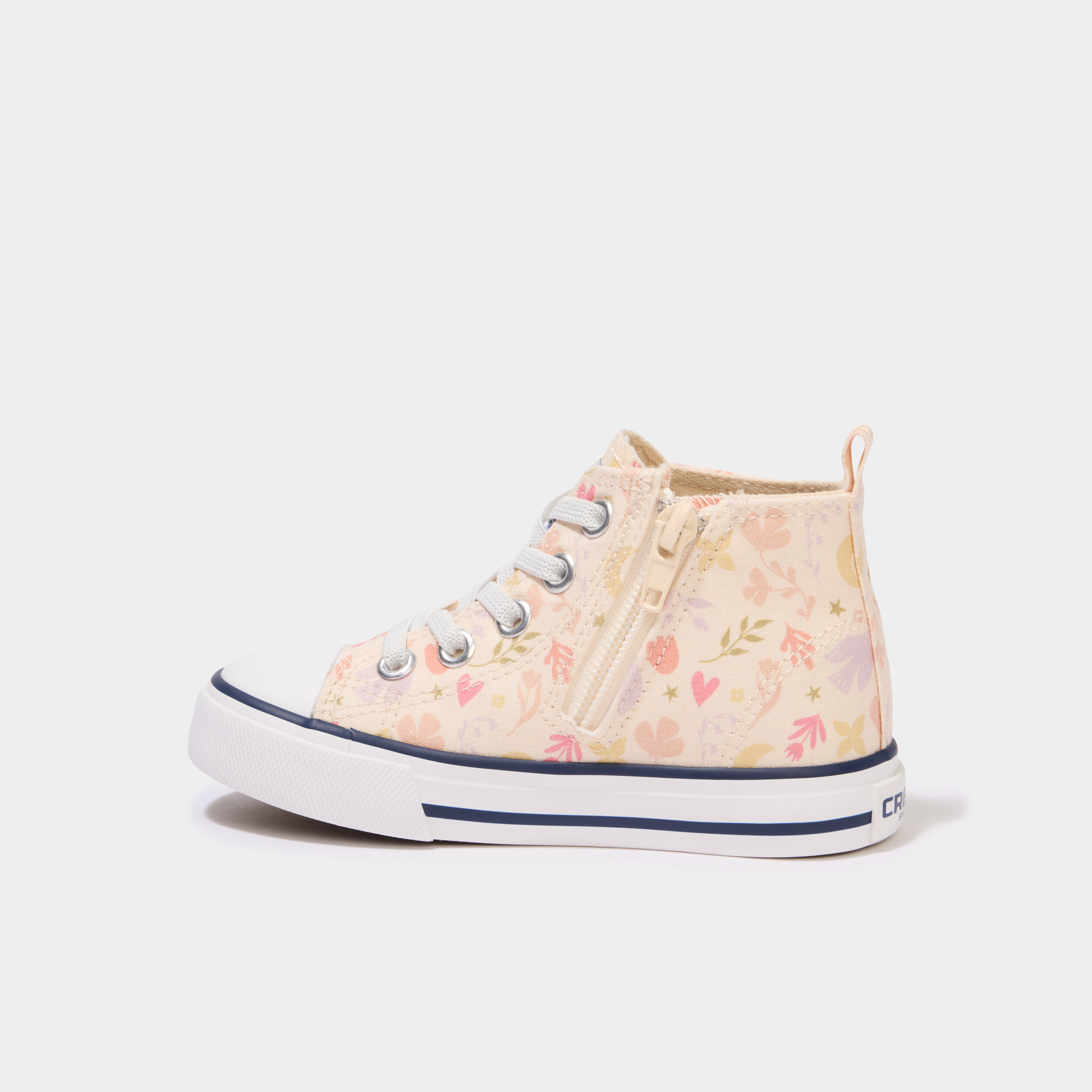 Baskets montantes en toile bout renforc&eacute; multicolore fille