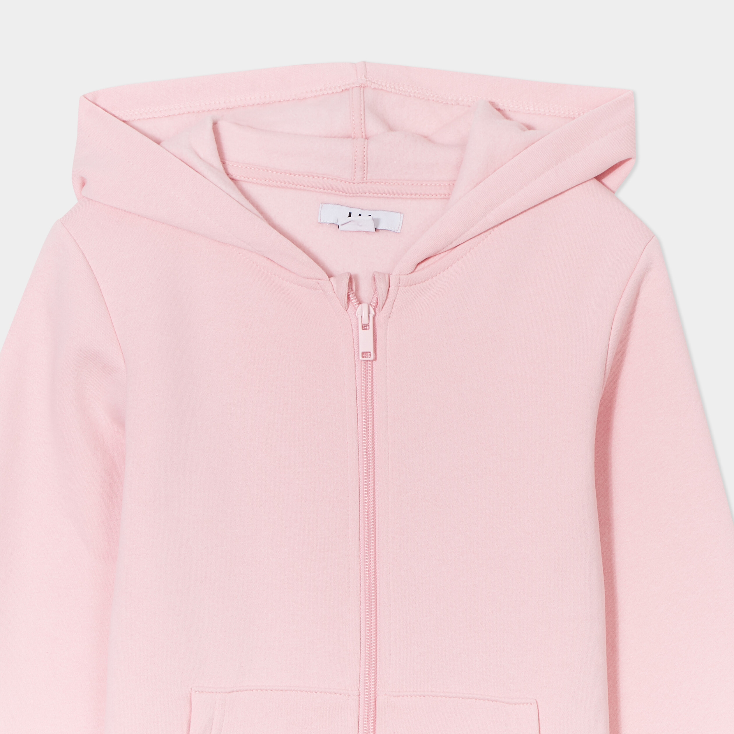 sweat a capuche zippe rose clair fille Sweat à capuche zippé rose clair fille