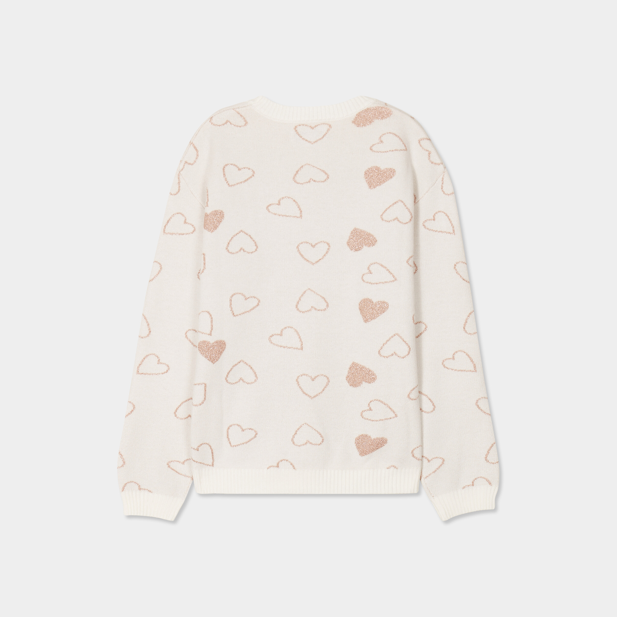 pull tricot col rond manches longues ecru fille Pull tricot col rond manches longues ecru fille