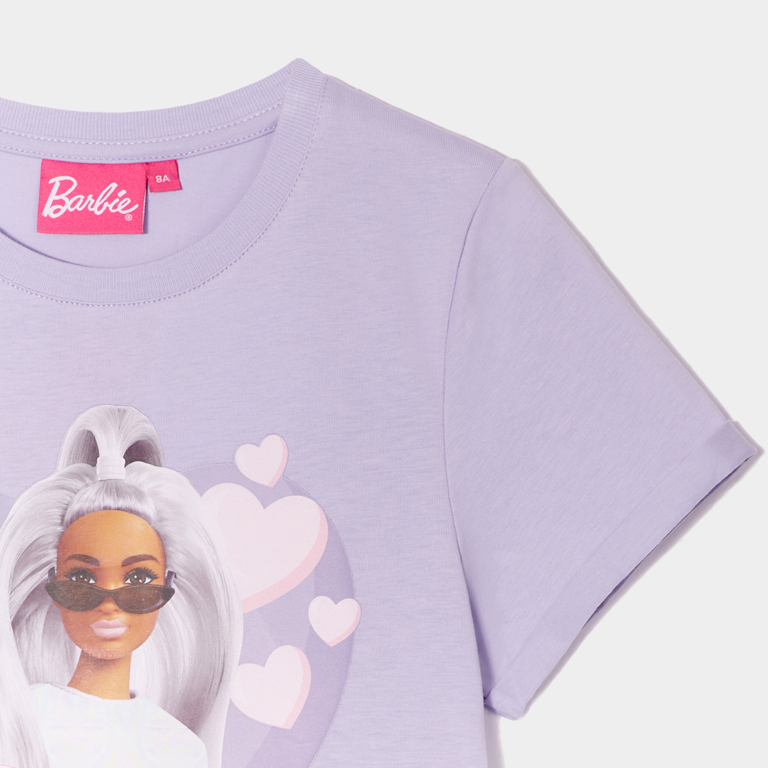 T-shirt manches courtes coton Barbie parme fille