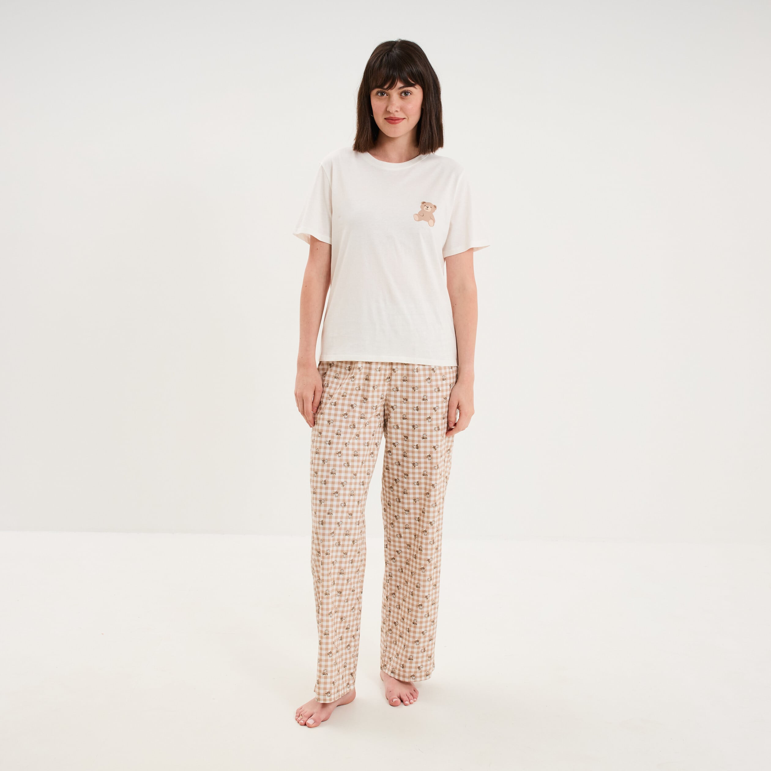 T-shirt col rond manches courtes coton blanc femme