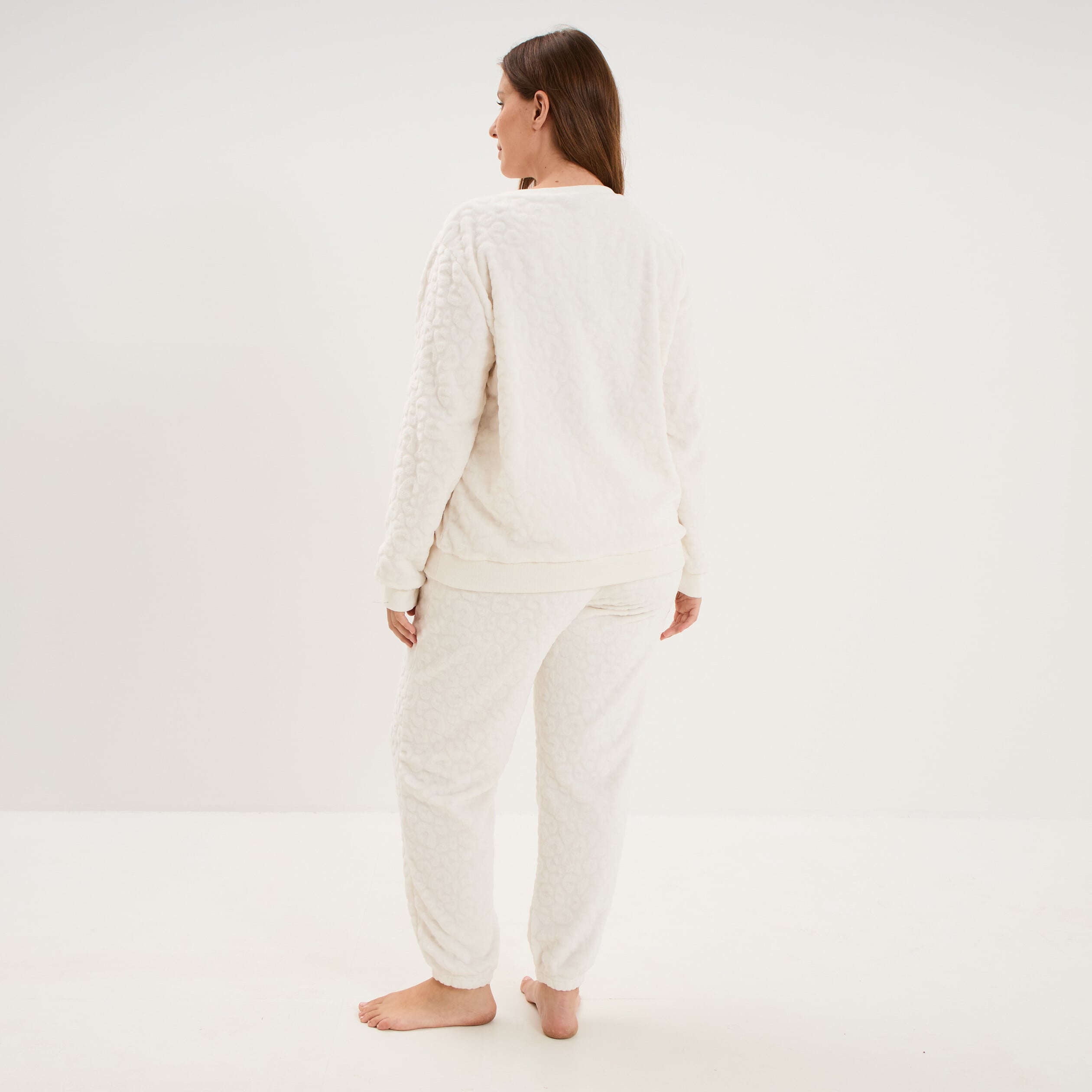 Ensemble pyjama velours sweat pantalon blanc femme grande taille