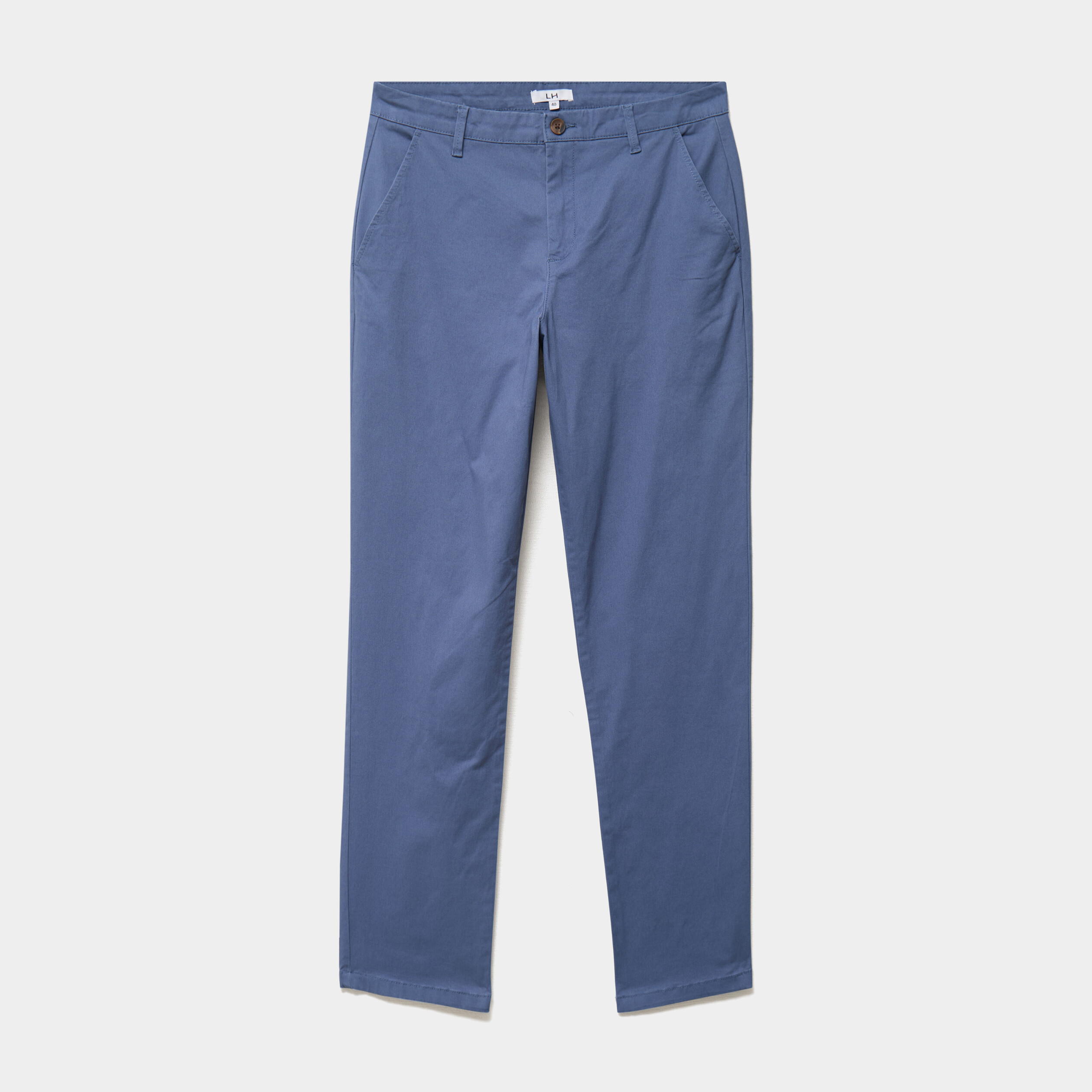 Pantalon chino droit stretch bleu gris homme