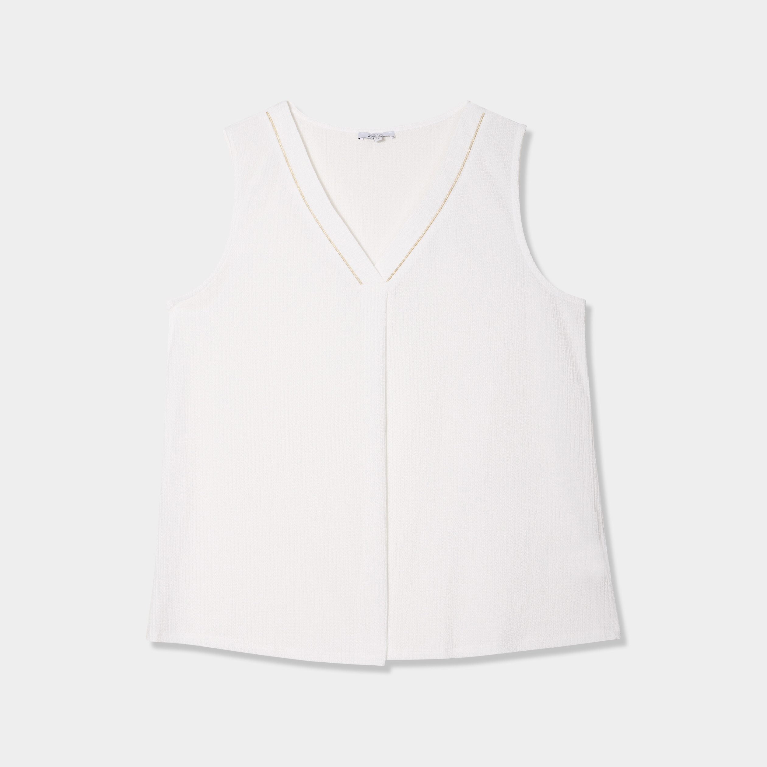 debardeur fluide effet gauffre blanc femmegt Débardeur fluide effet gauffré blanc femme grande taille