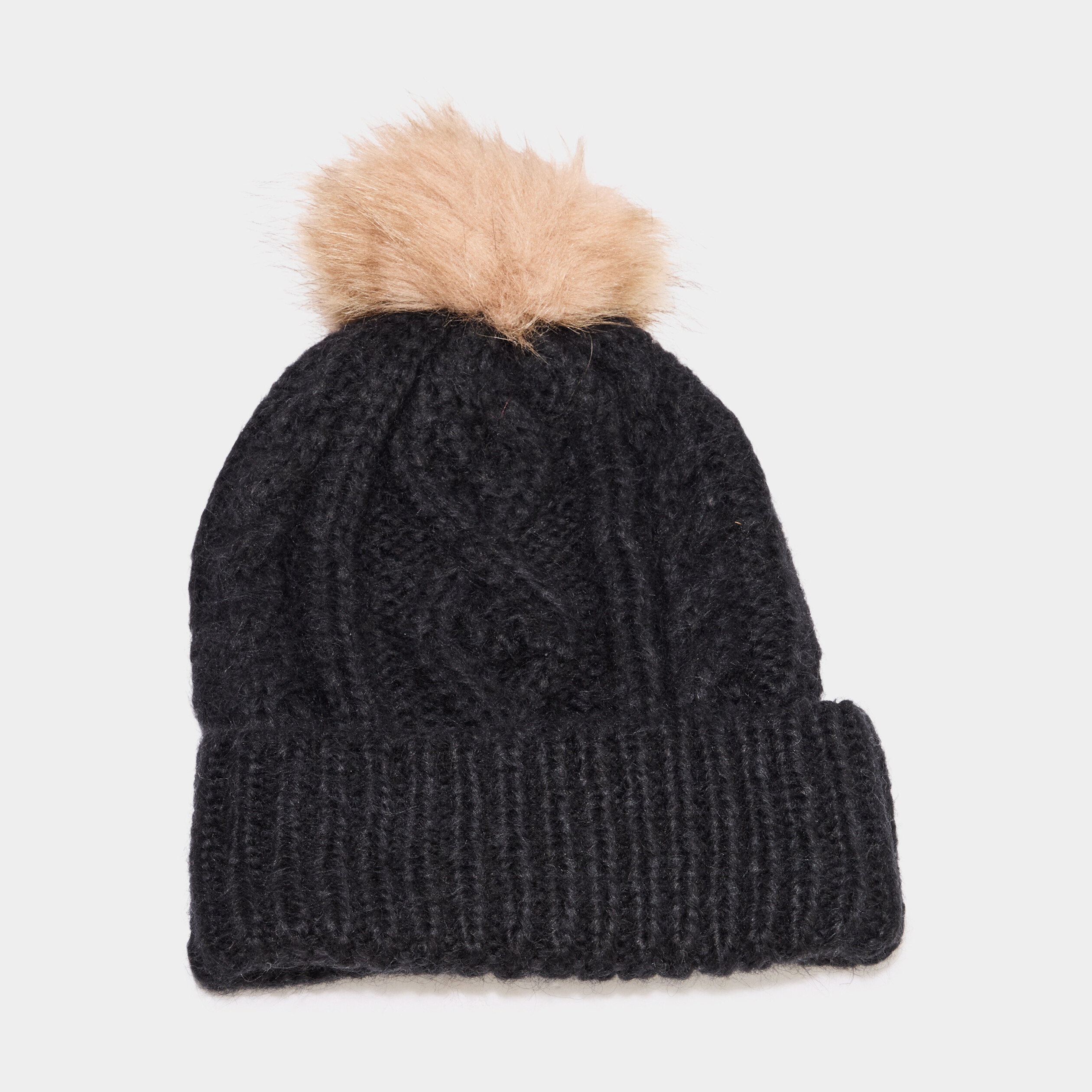 Bonnet &agrave; torsades et pompon noir femme