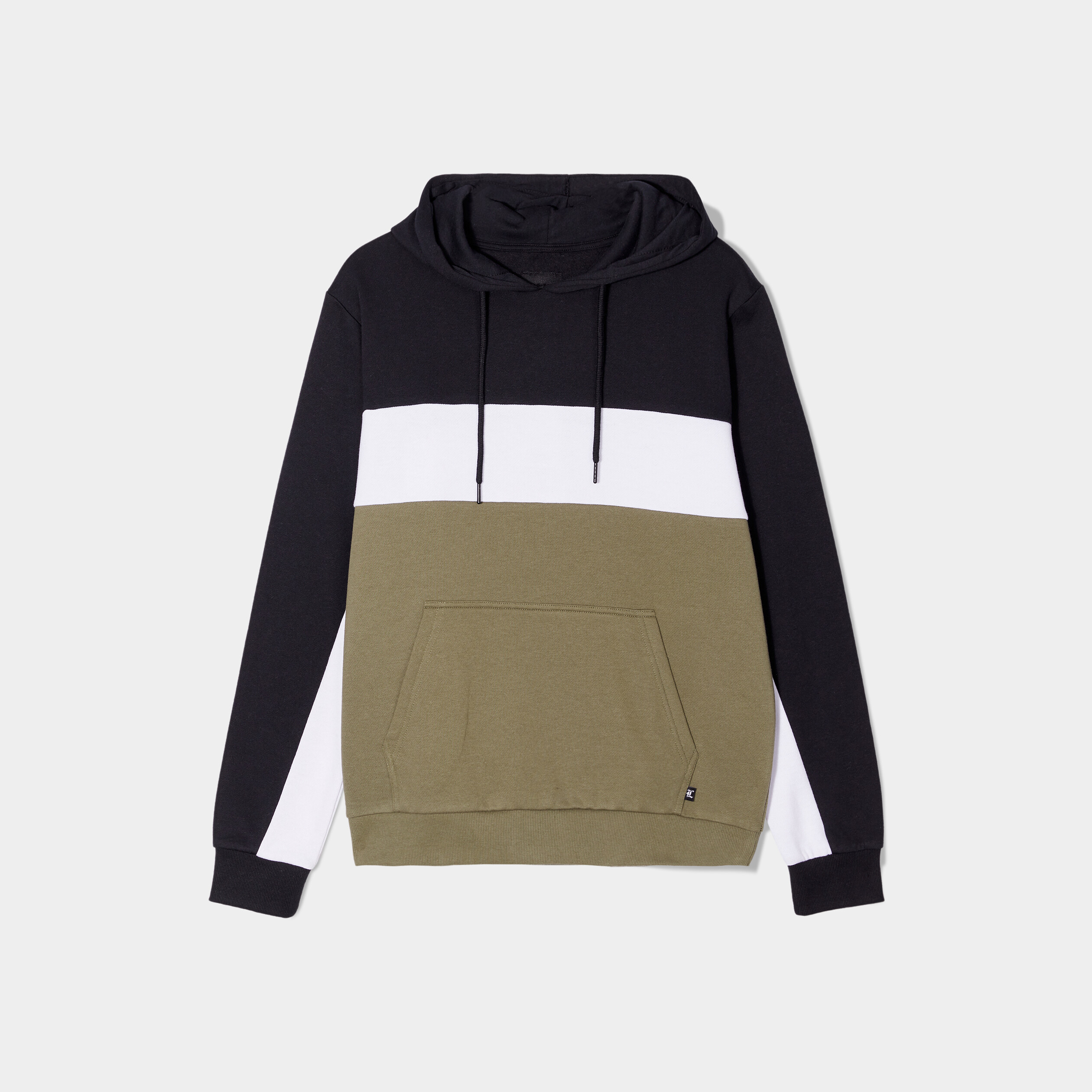 Sweat à capuche hoodie 1 poche vert kaki homme