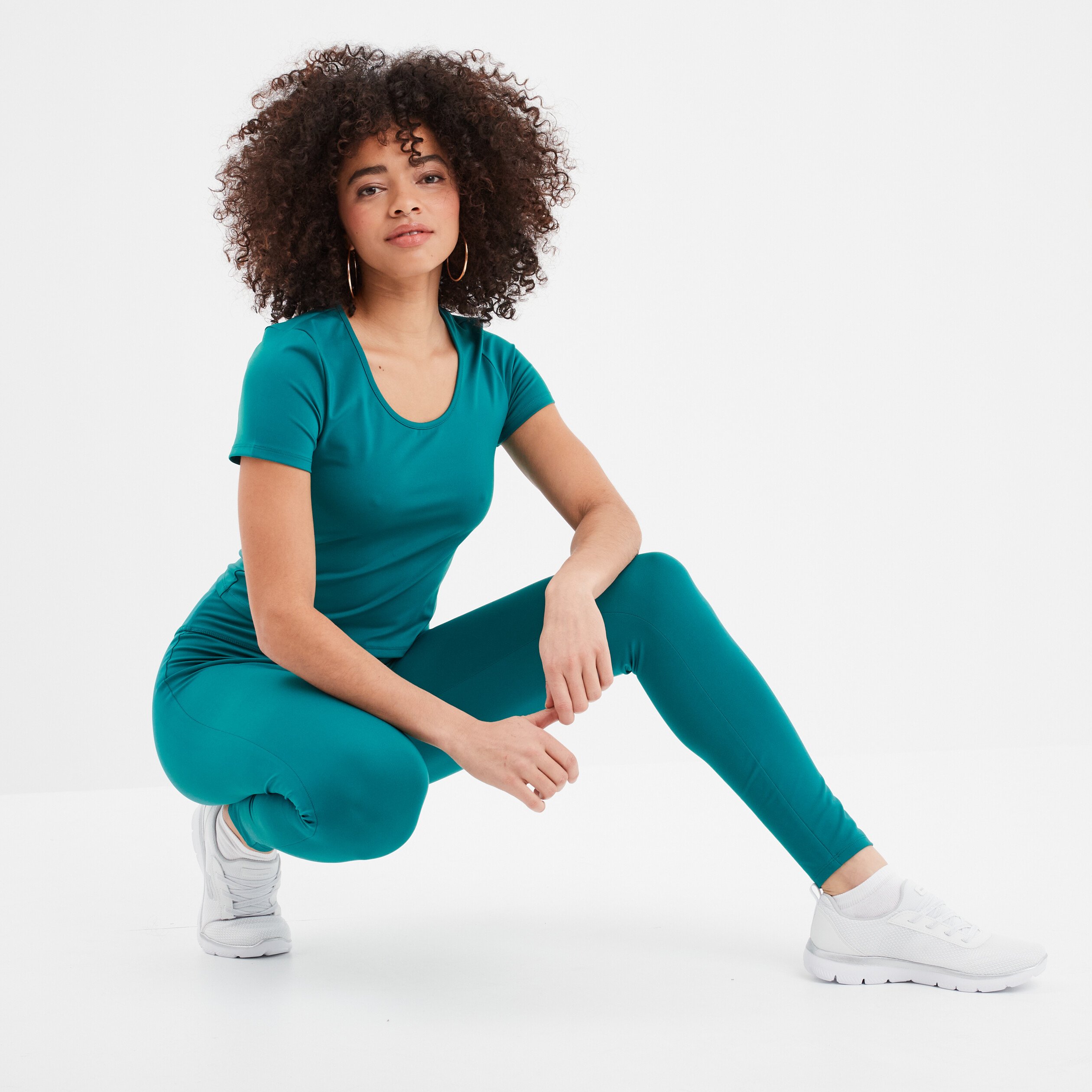 t shirt cropped cintre col rond vert emeraude femme T-shirt cropped cintré col rond vert émeraude femme
