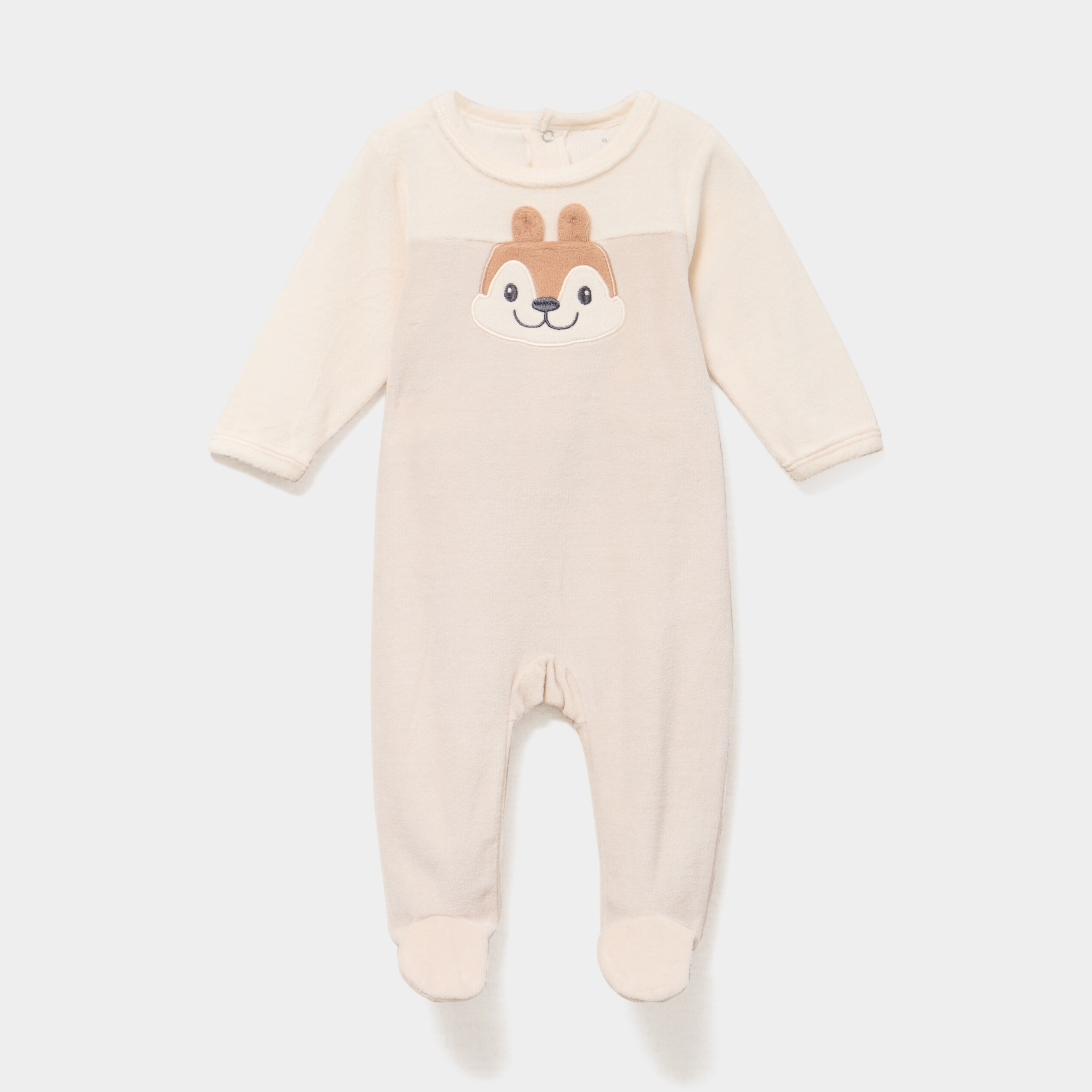 Dors-bien velours manches longues beige b&eacute;b&eacute;