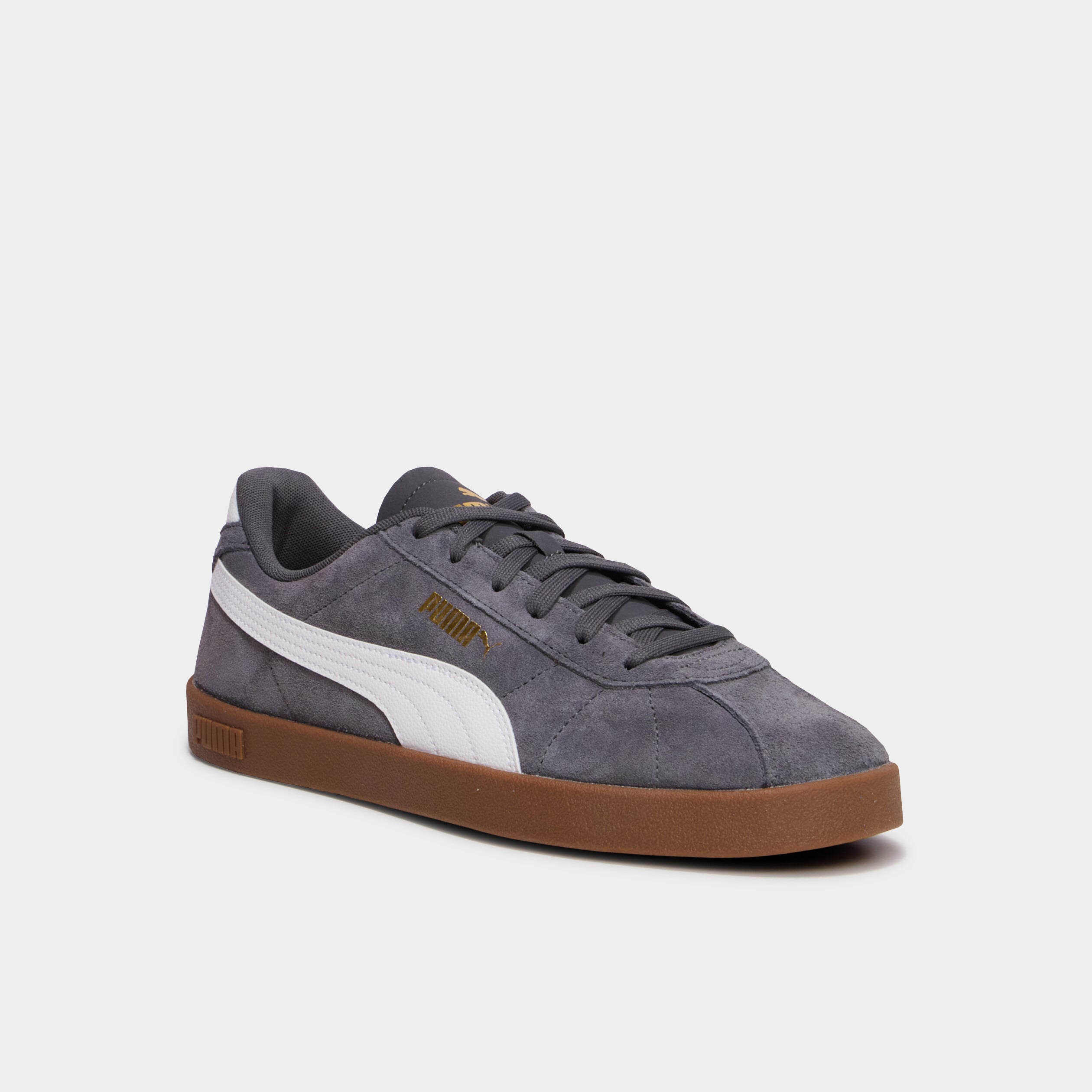 Baskets &agrave; lacets en cuir Puma Club II gris fonc&eacute; homme