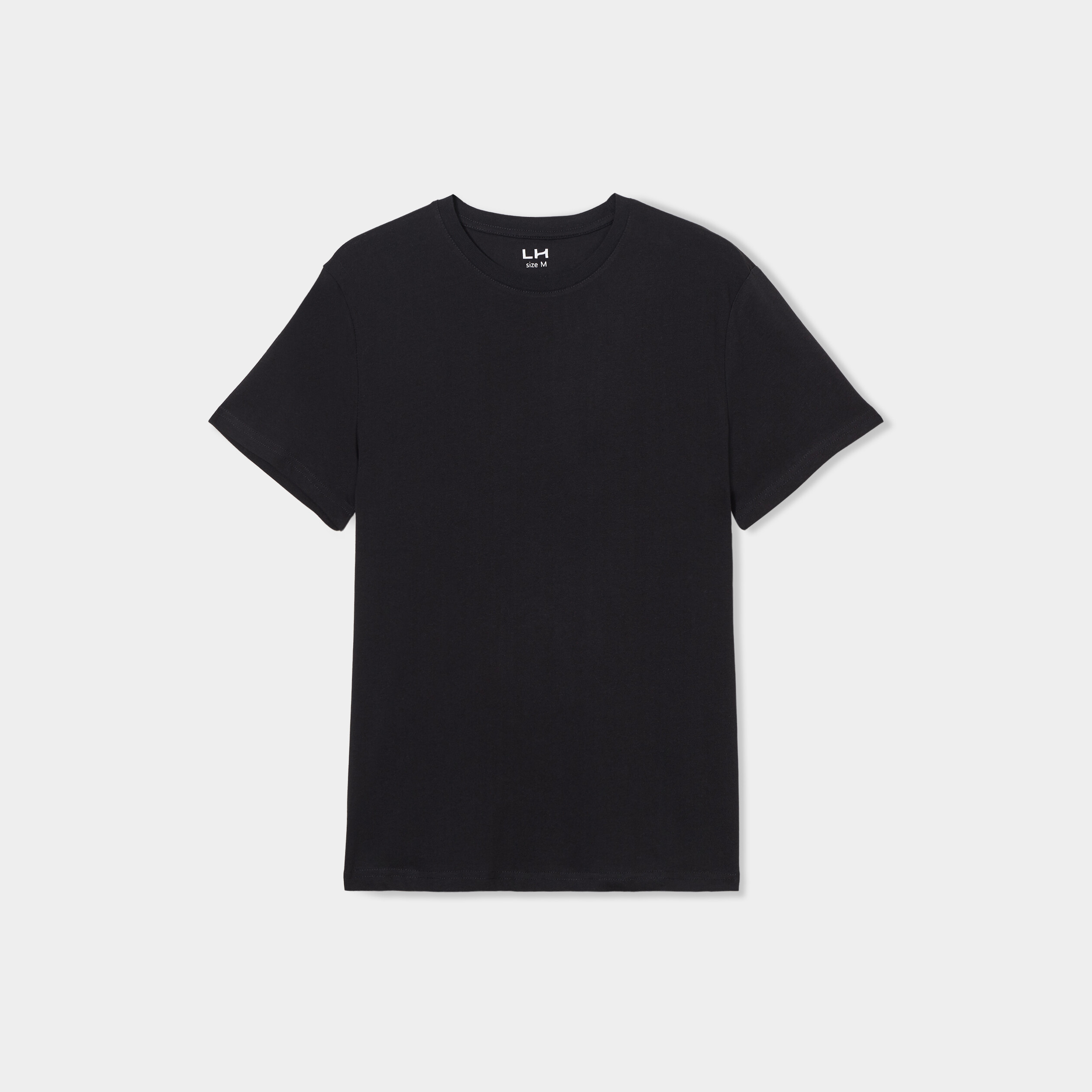 T-shirt droit en coton manches courtes noir homme