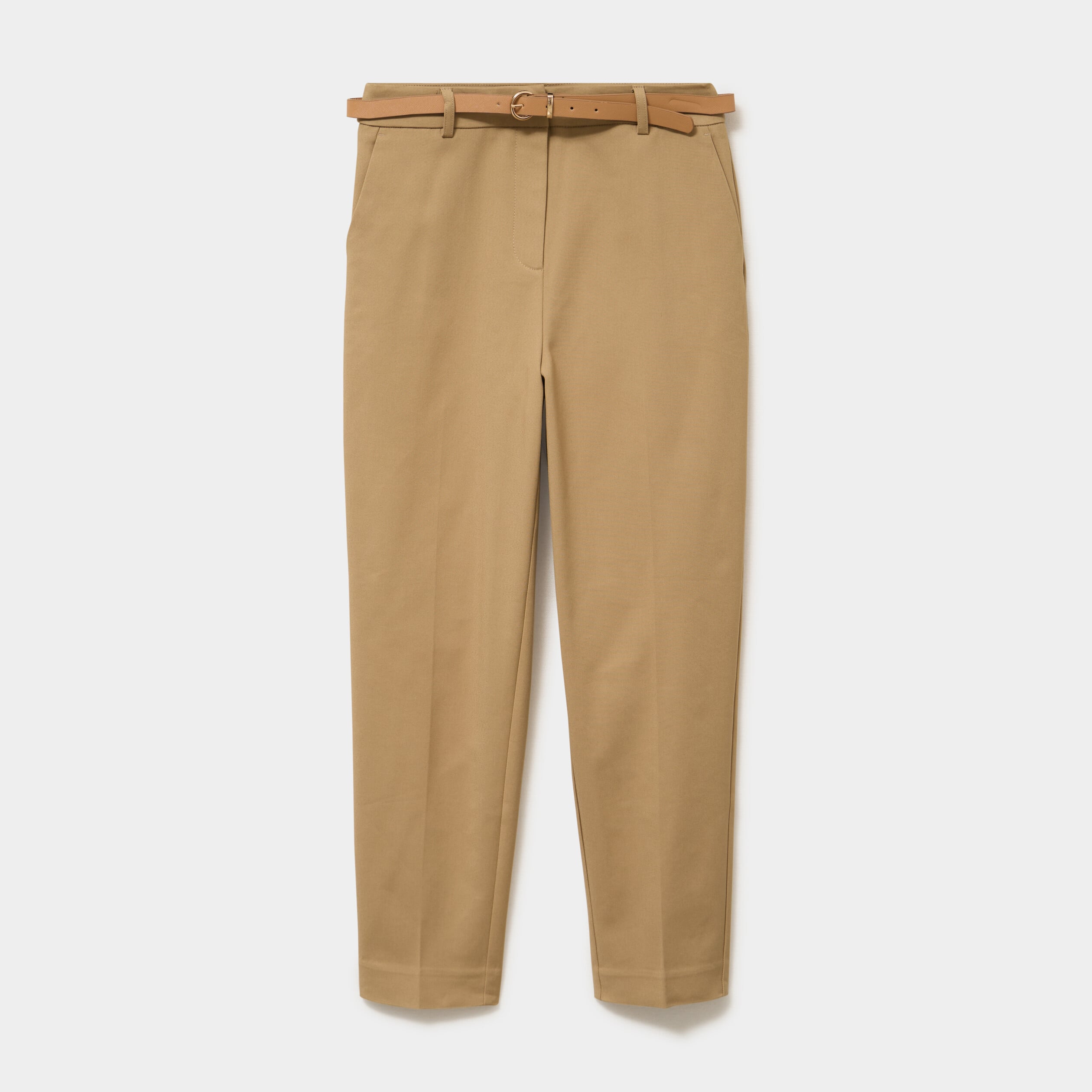 Pantalon chino ceinture amovible beige femme