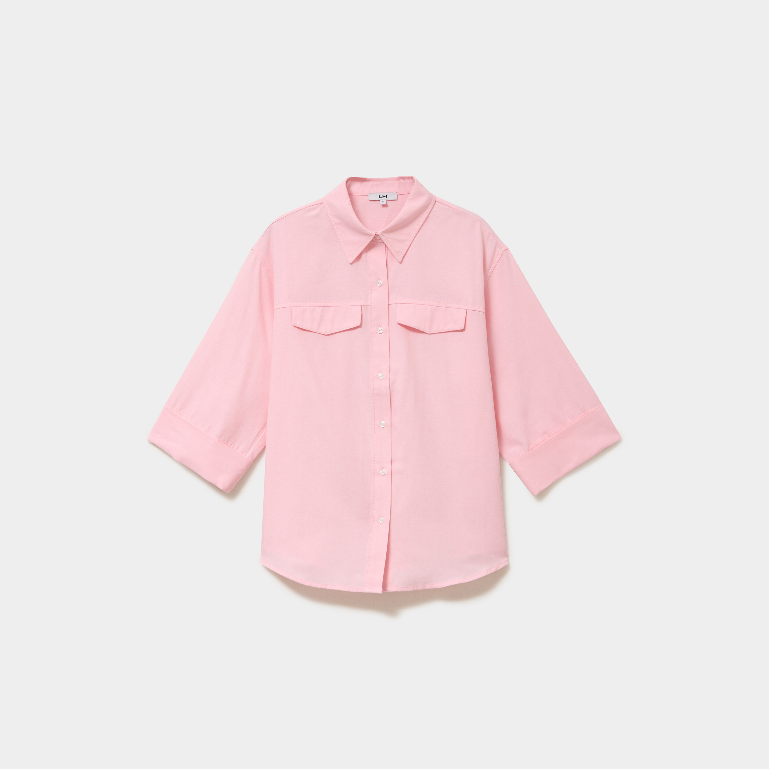 Chemise manches 3/4 poches poitrine rose clair femme