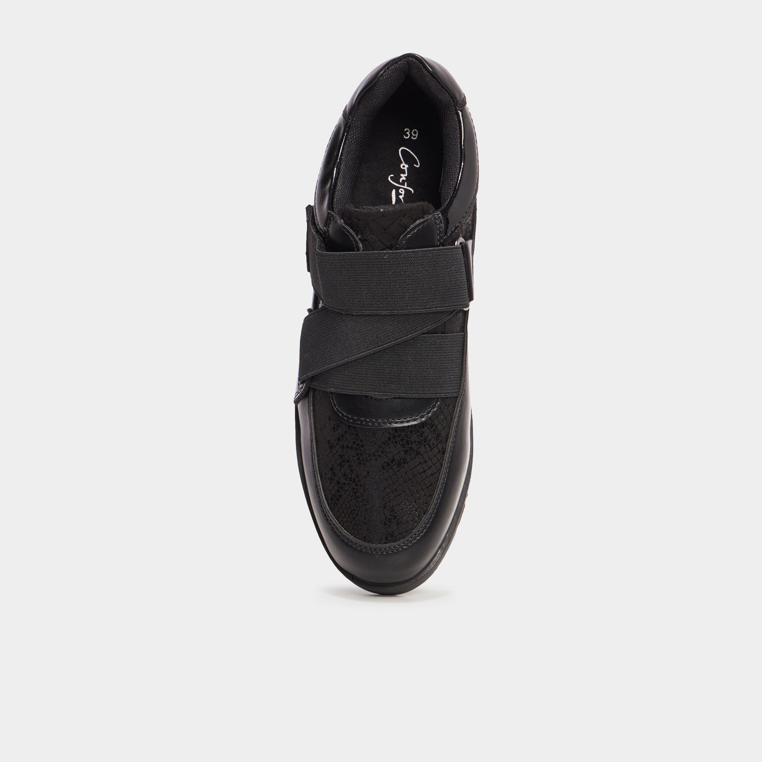 tennis basses pied large confortissimo noir femme Tennis basses pied large Confortissimo noir femme