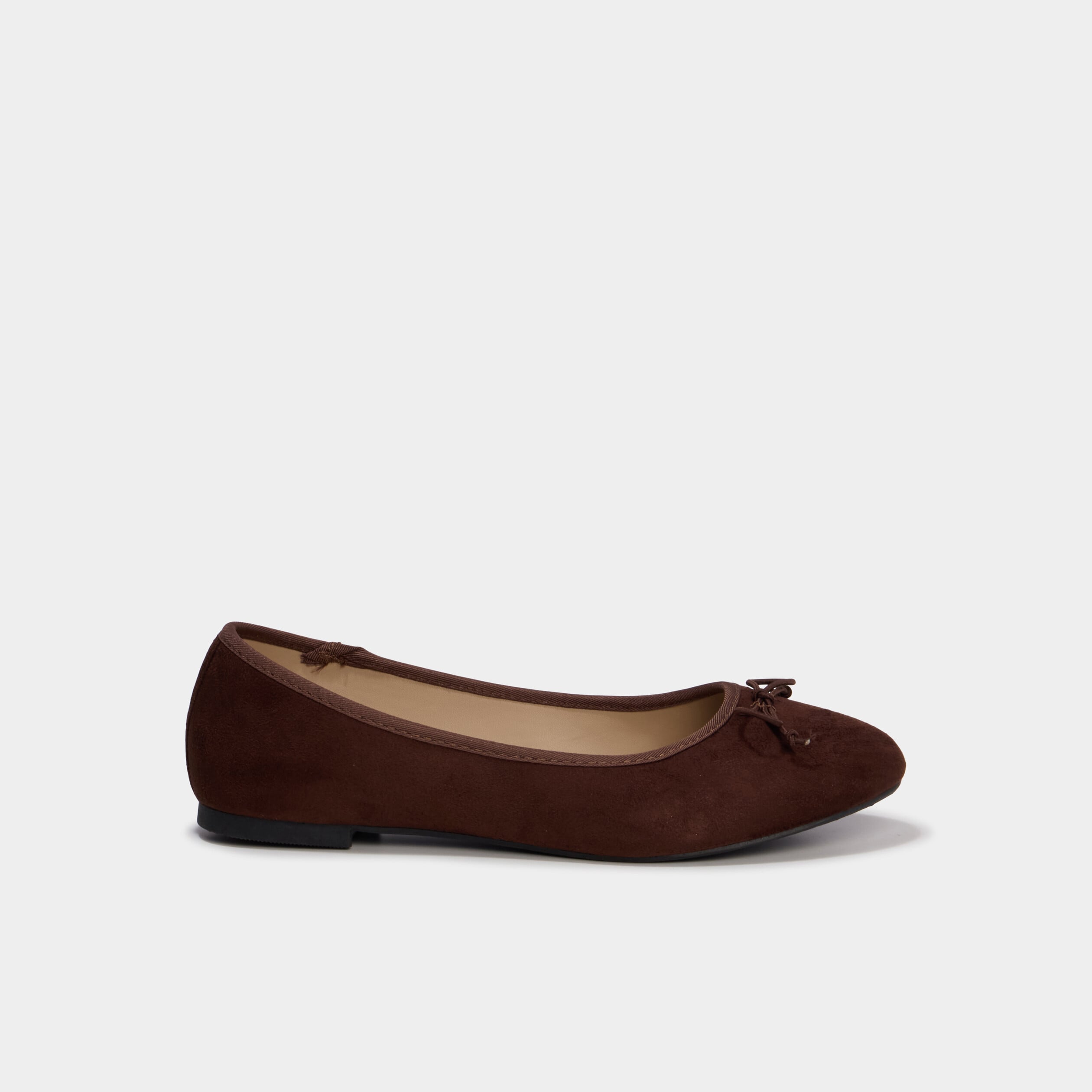 Ballerines plates avec noeuds marron fonc&eacute; femme