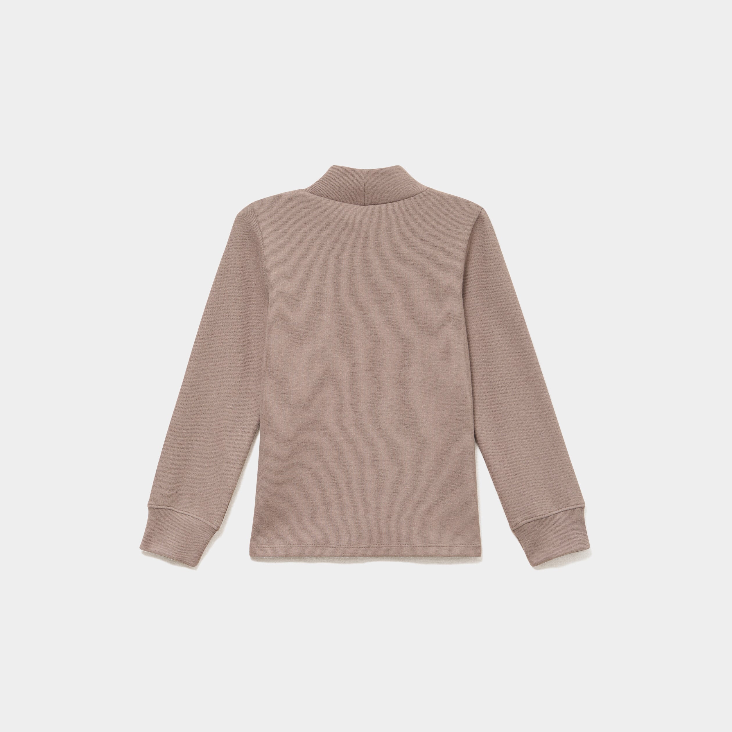 T-shirt col montant manches longues taupe gar&ccedil;on