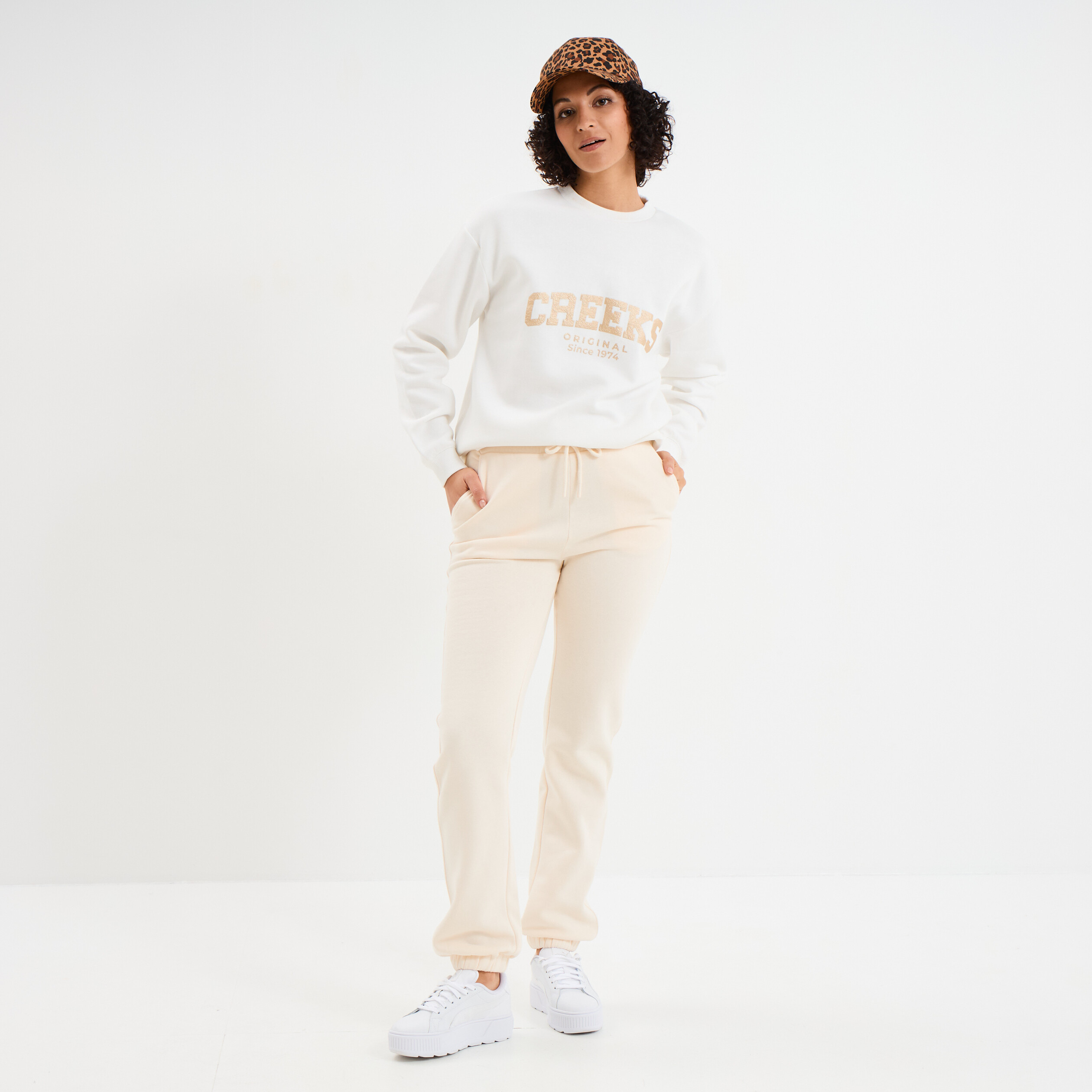 sweat col rond manches longues creeks blanc femme Sweat col rond manches longues Creeks blanc femme